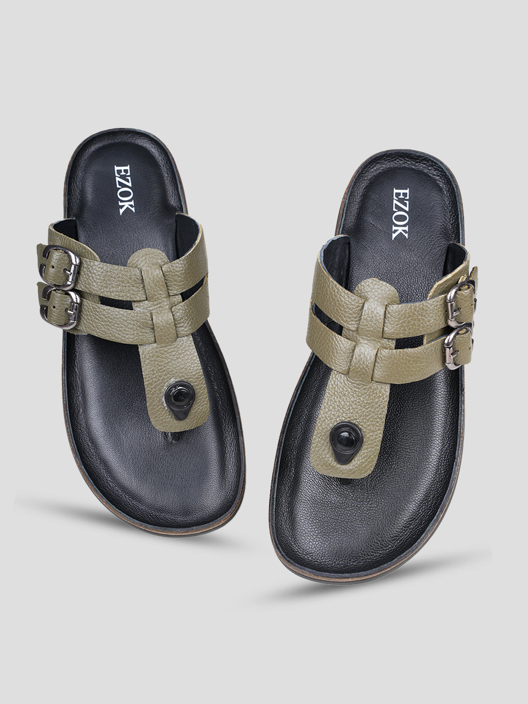 Ezok Men's Genuine Leather Sandals Comfortable, Stylish, and Durable Adjustable Footwear for Summer