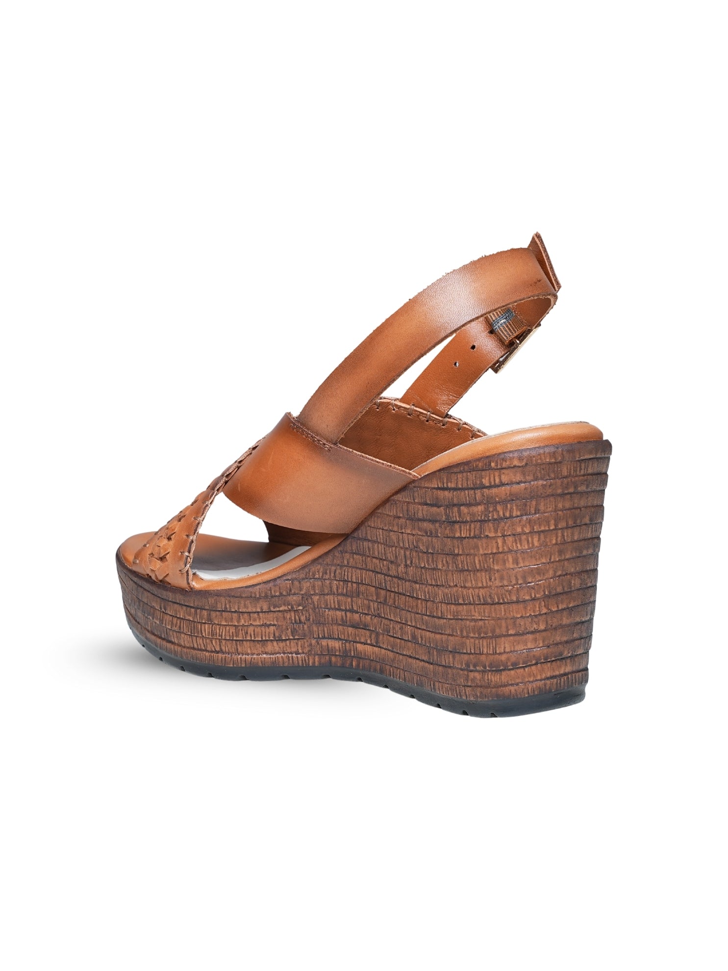 Ezok Women's Casual Leather Wedges | Stylish Back Strap Buckle Design with Cushioned Insole | Durable, Comfortable & Trendy for Daily Wear