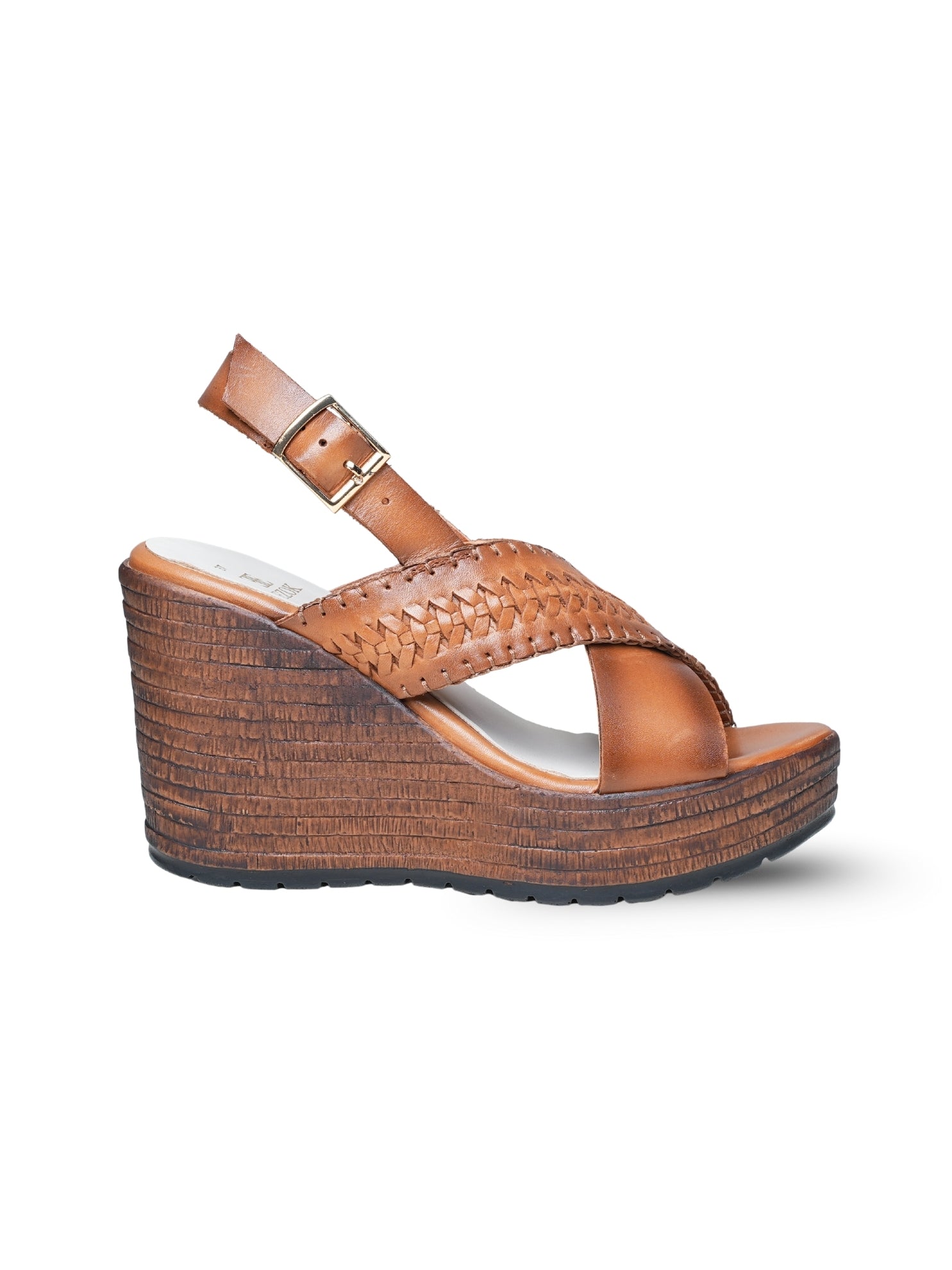 Ezok Women's Casual Leather Wedges | Stylish Back Strap Buckle Design with Cushioned Insole | Durable, Comfortable & Trendy for Daily Wear