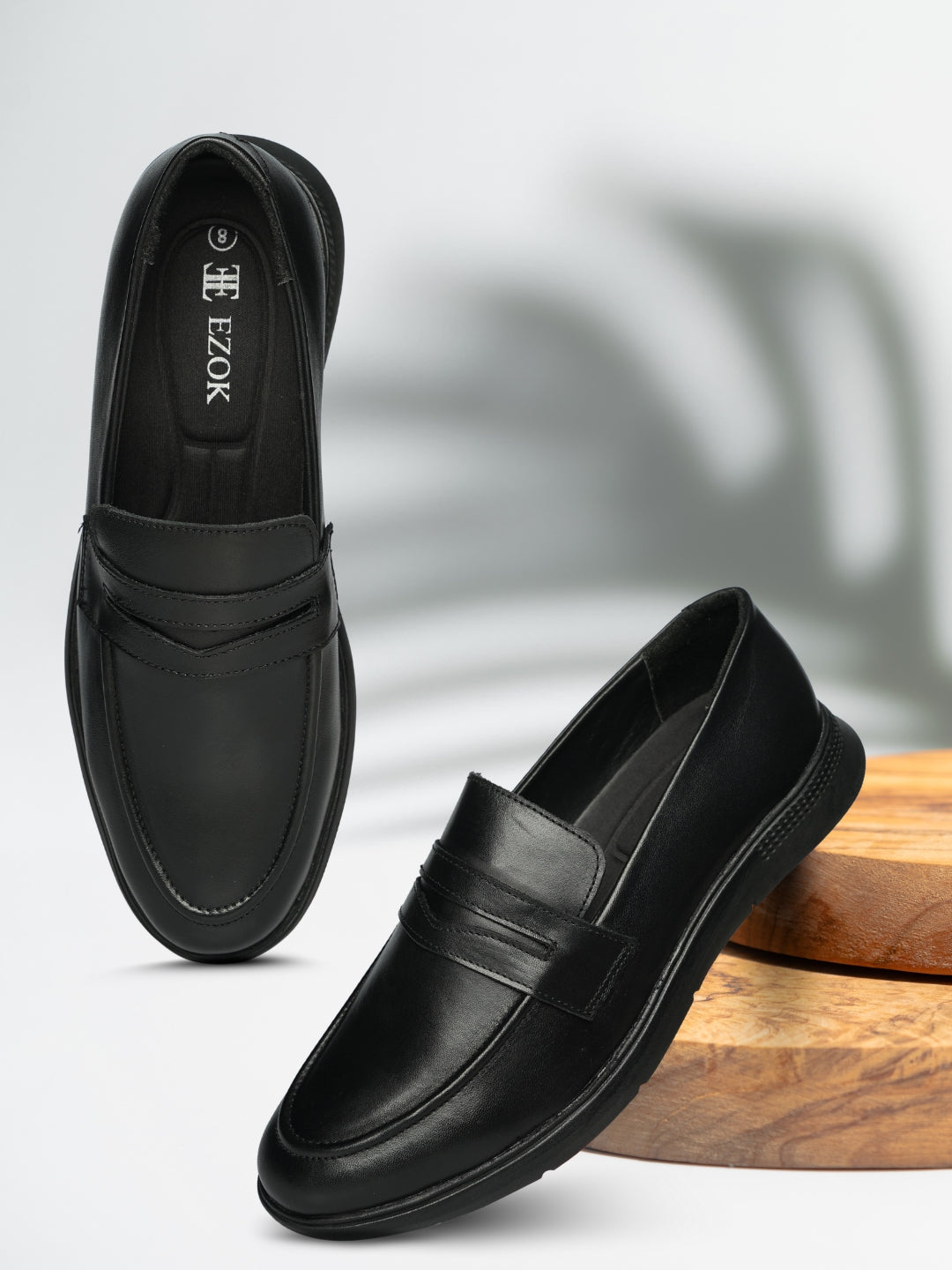 Ezok Men's Leather Casual Slip-On Shoes | Comfortable & Easy to Wear