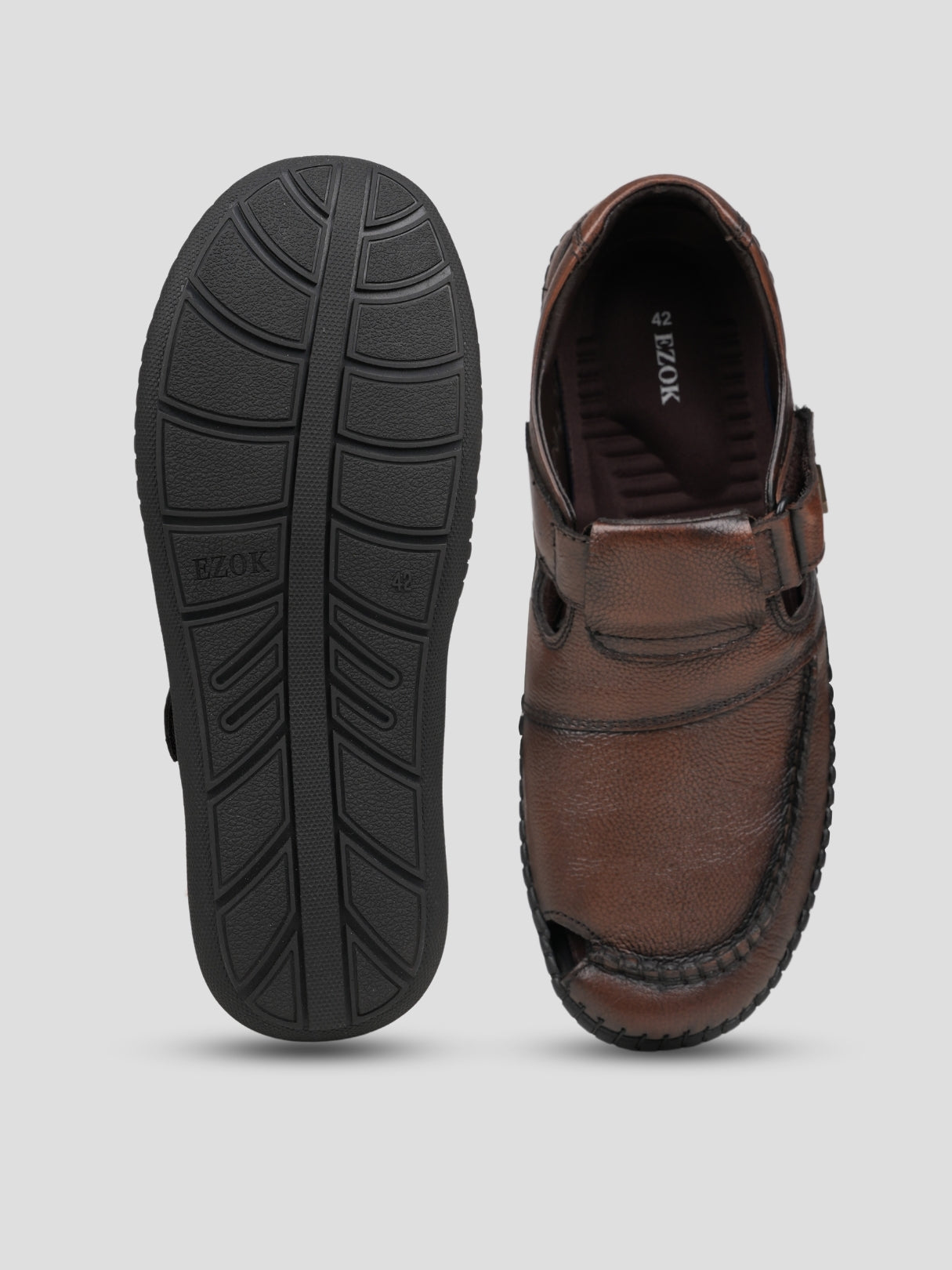 Ezok Brown Leather Slip on Casual Shoes