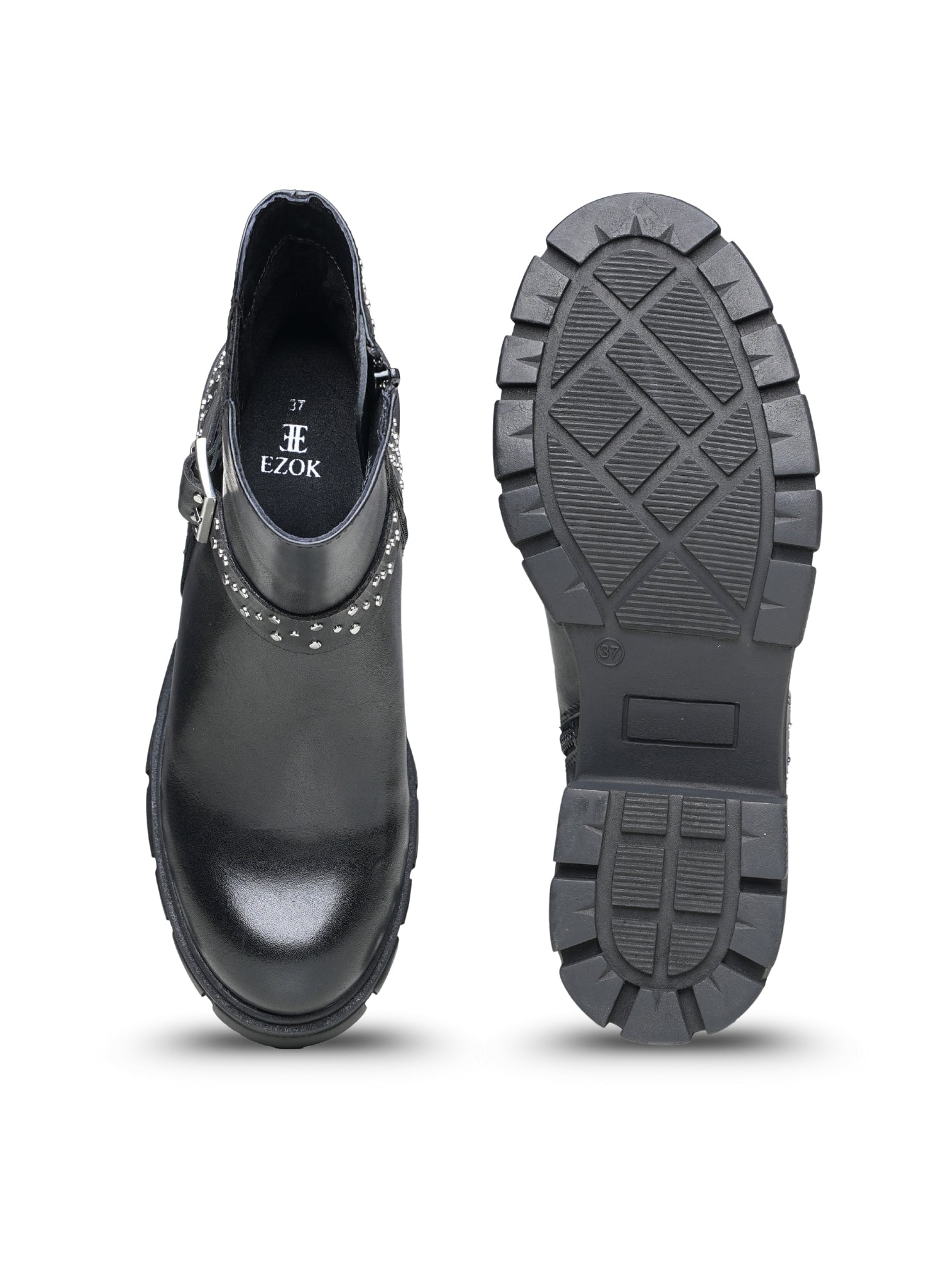 Ezok Women's Casual Leather Boots | Stylish Lace-Up Design with Cushioned Insole | Durable, Comfortable & Trendy for Daily Wear