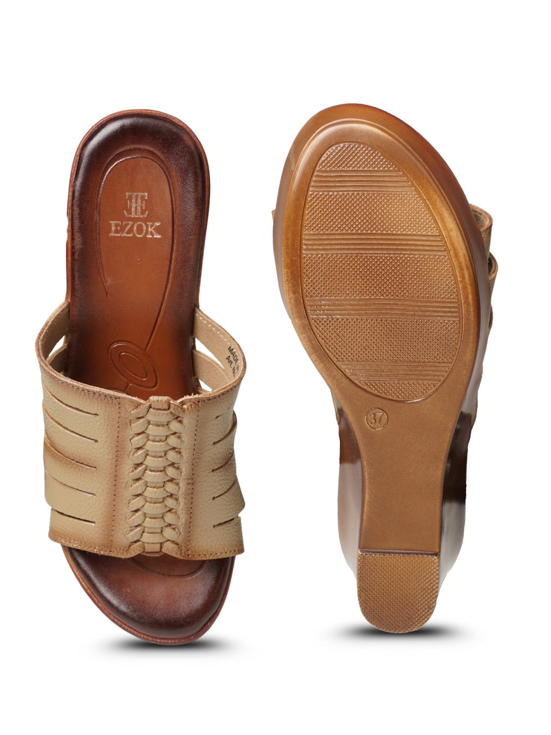 Ezok Women's Casual Genuine Leather Sandals | Stylish Open-Toe Heels Design with Cushioned Insole | Comfortable & Trendy for Everyday Wear