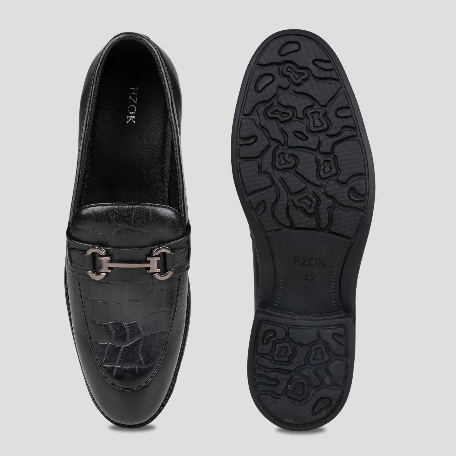 Ezok Leather Black formal Shoes For Men