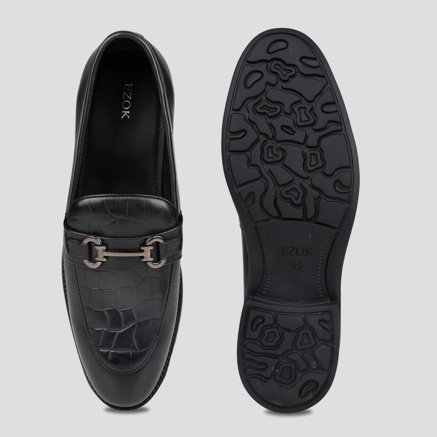 Ezok Leather Black formal Shoes For Men