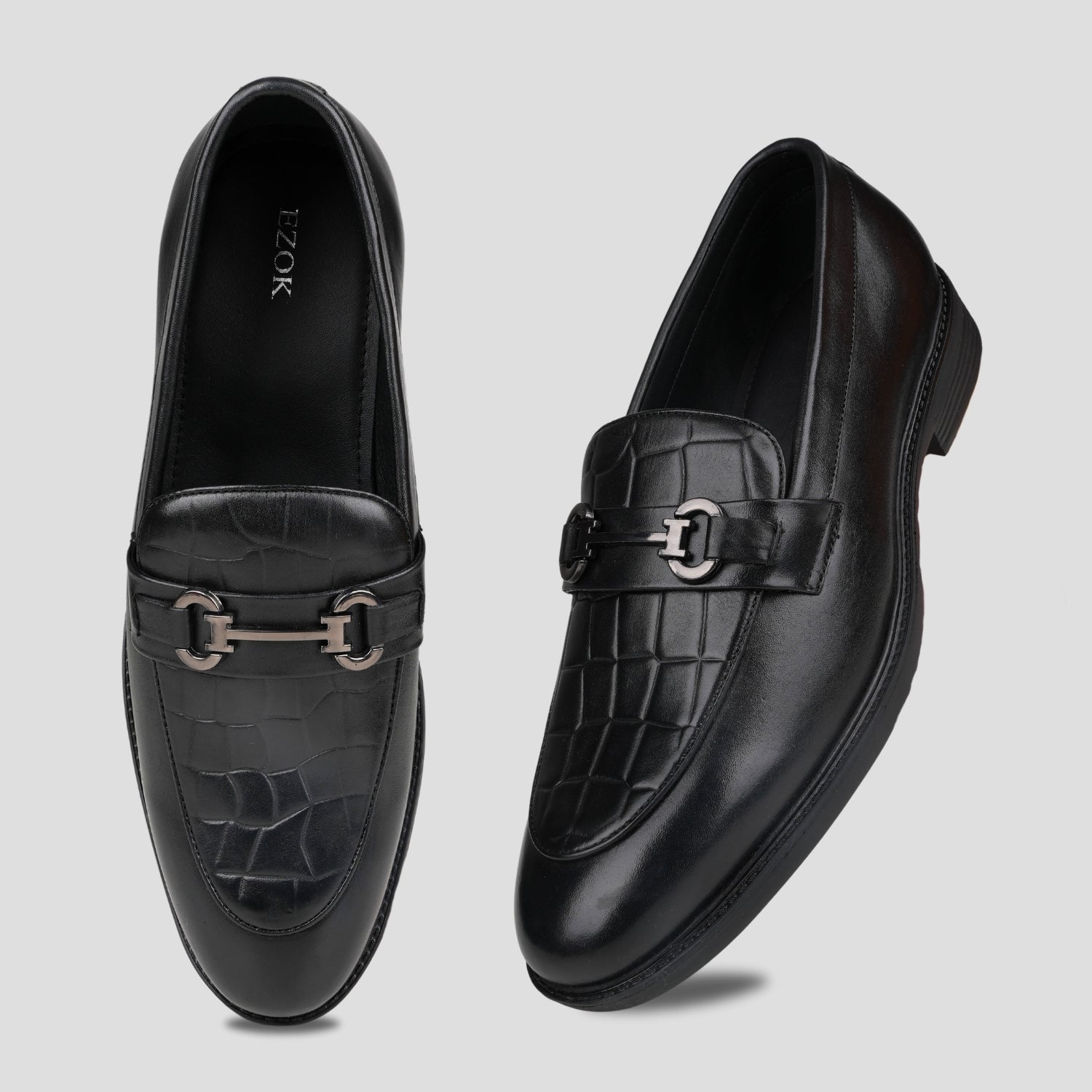 Ezok Leather Black formal Shoes For Men