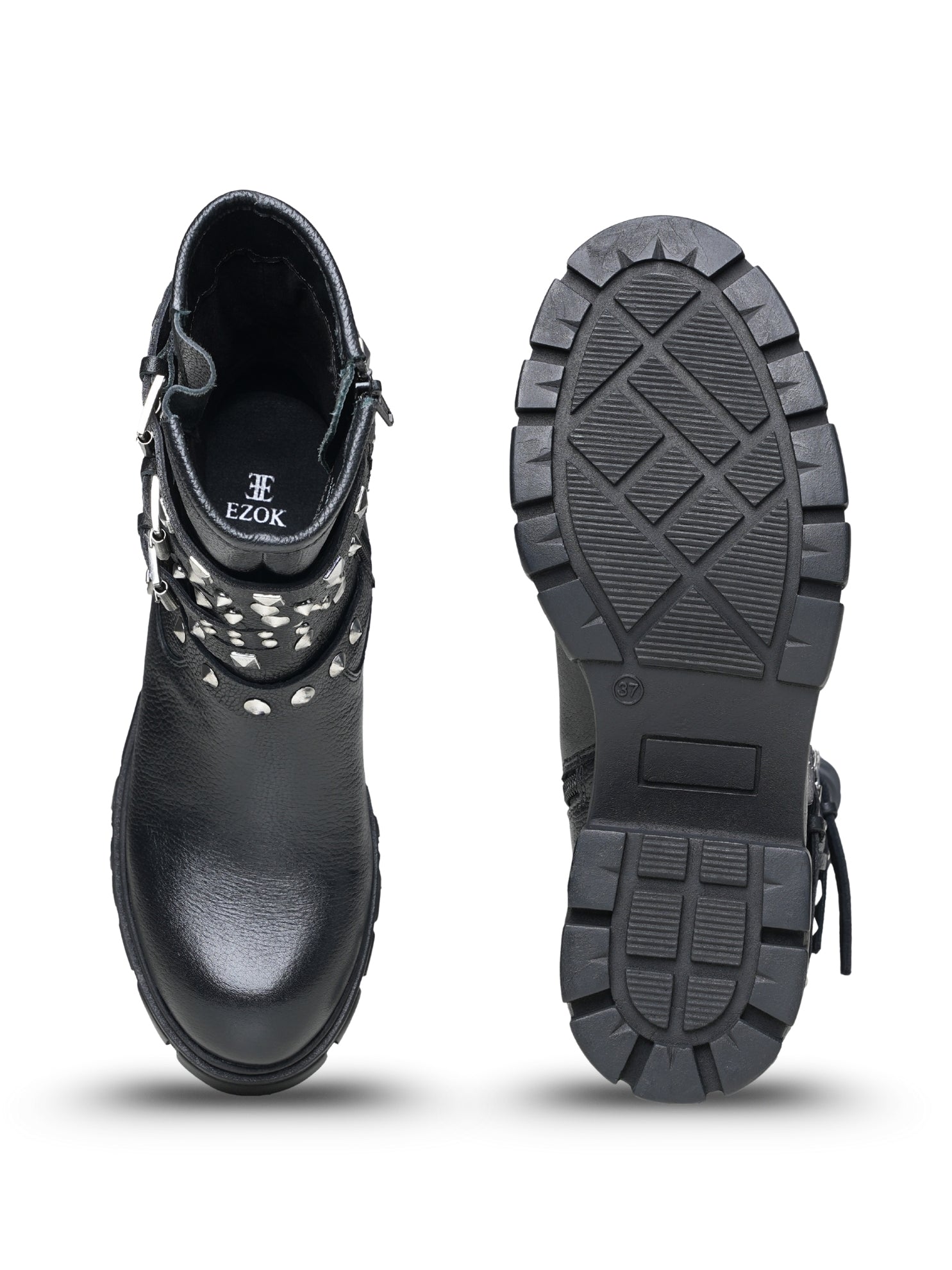 Ezok Women's Casual Leather Boots | Stylish Lace-Up Design with Cushioned Insole | Durable, Comfortable & Trendy for Daily Wear