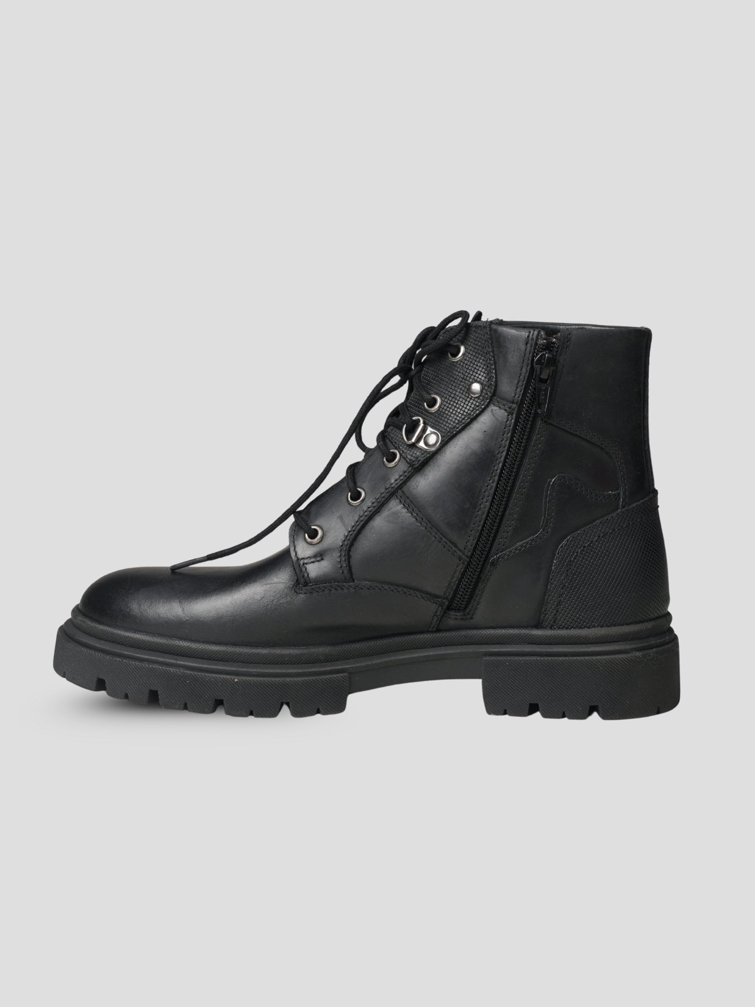 EZOK Men’s Black Leather Lace-Up Boots | Premium Leather | Durable TPR Sole | Casual & Semi-Casual Wear