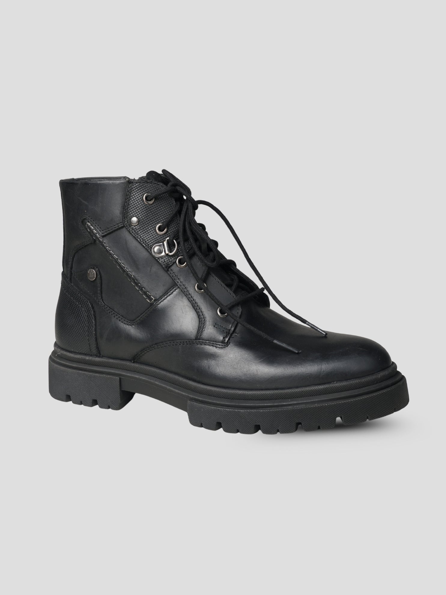 EZOK Men’s Black Leather Lace-Up Boots | Premium Leather | Durable TPR Sole | Casual & Semi-Casual Wear