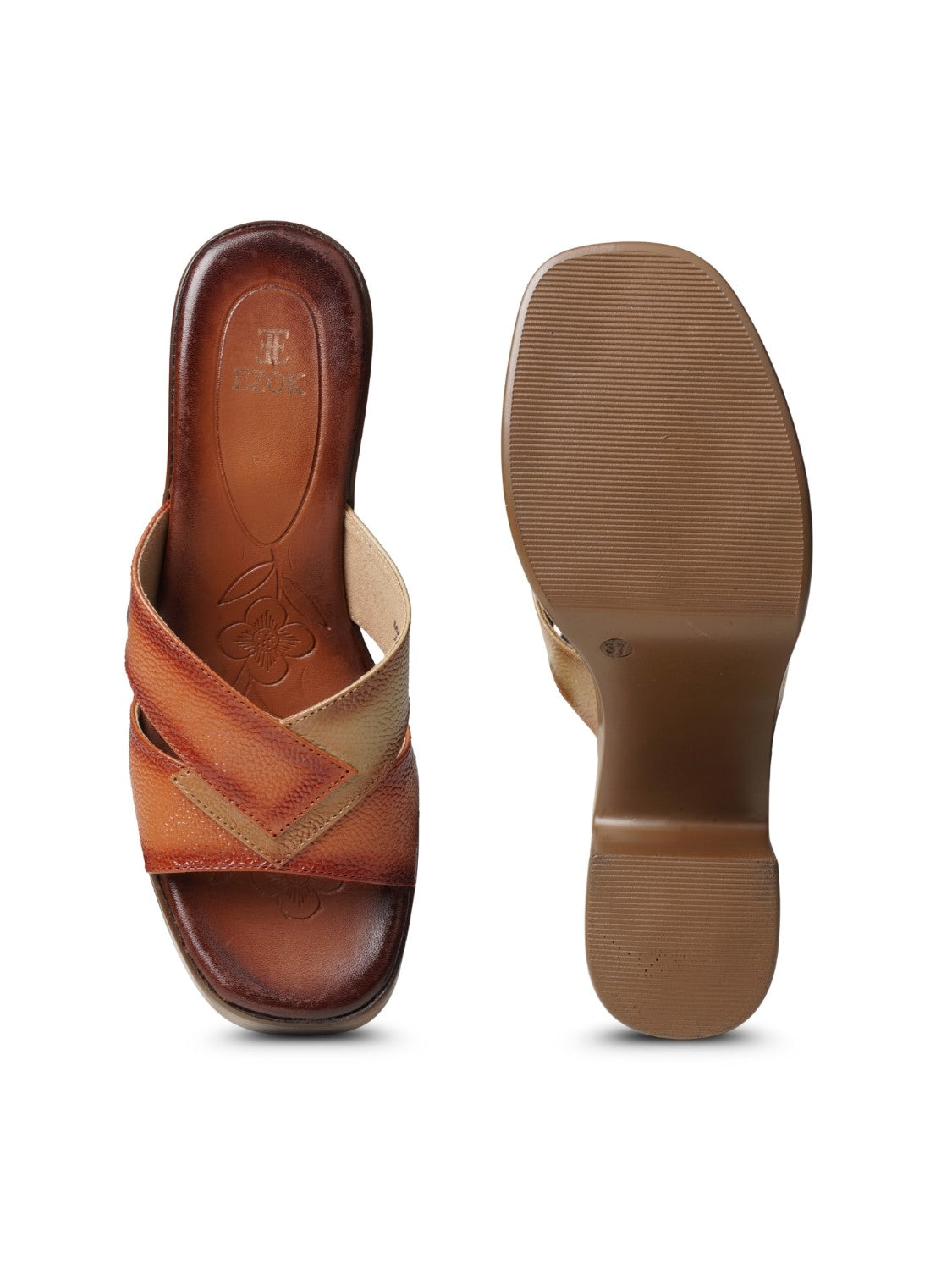 Ezok Women's Casual Genuine Leather Sandals | Stylish Open-Toe Design with Cushioned Insole | Comfortable & Trendy for Everyday Wear