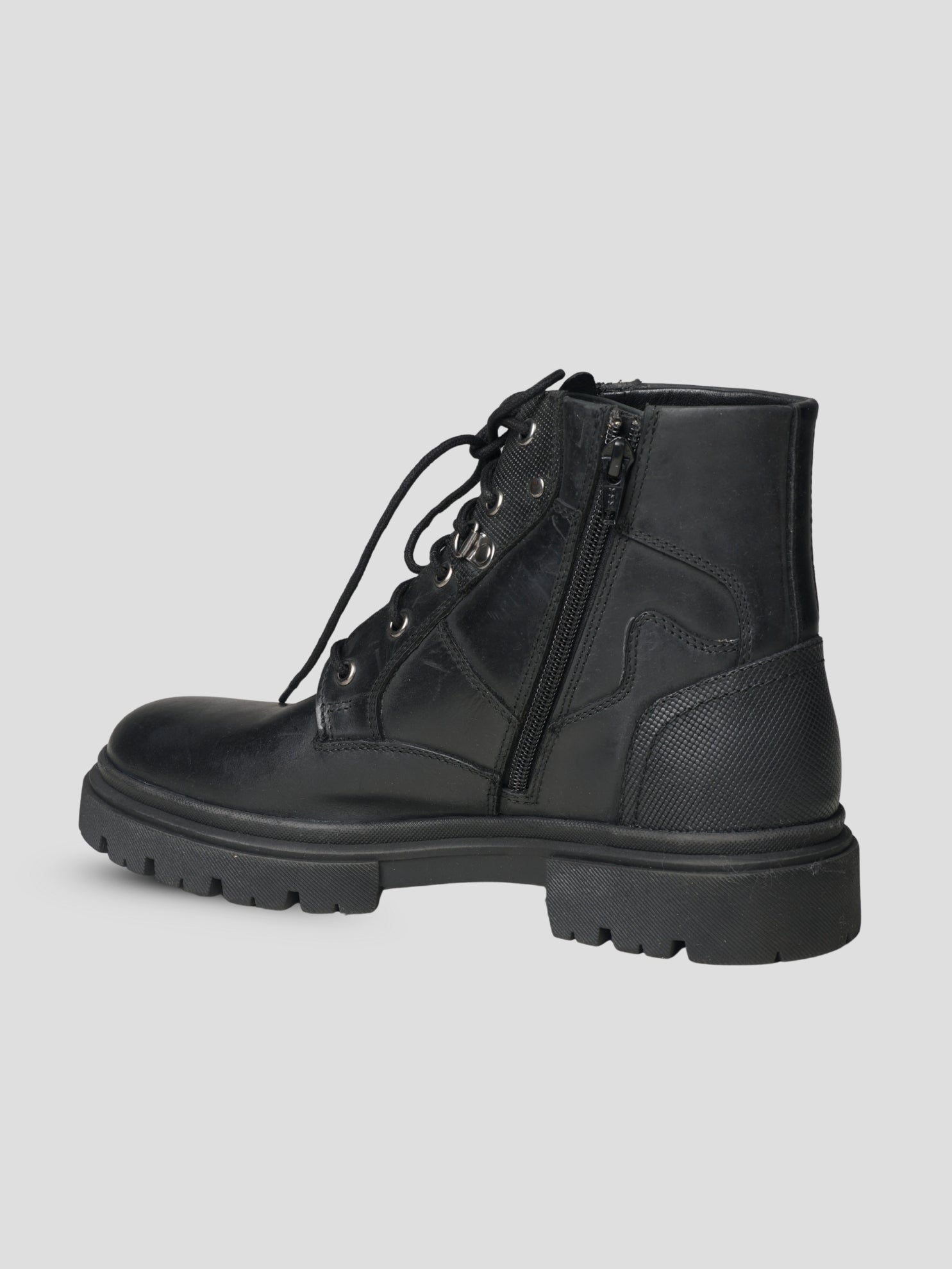 EZOK Men’s Black Leather Lace-Up Boots | Premium Leather | Durable TPR Sole | Casual & Semi-Casual Wear