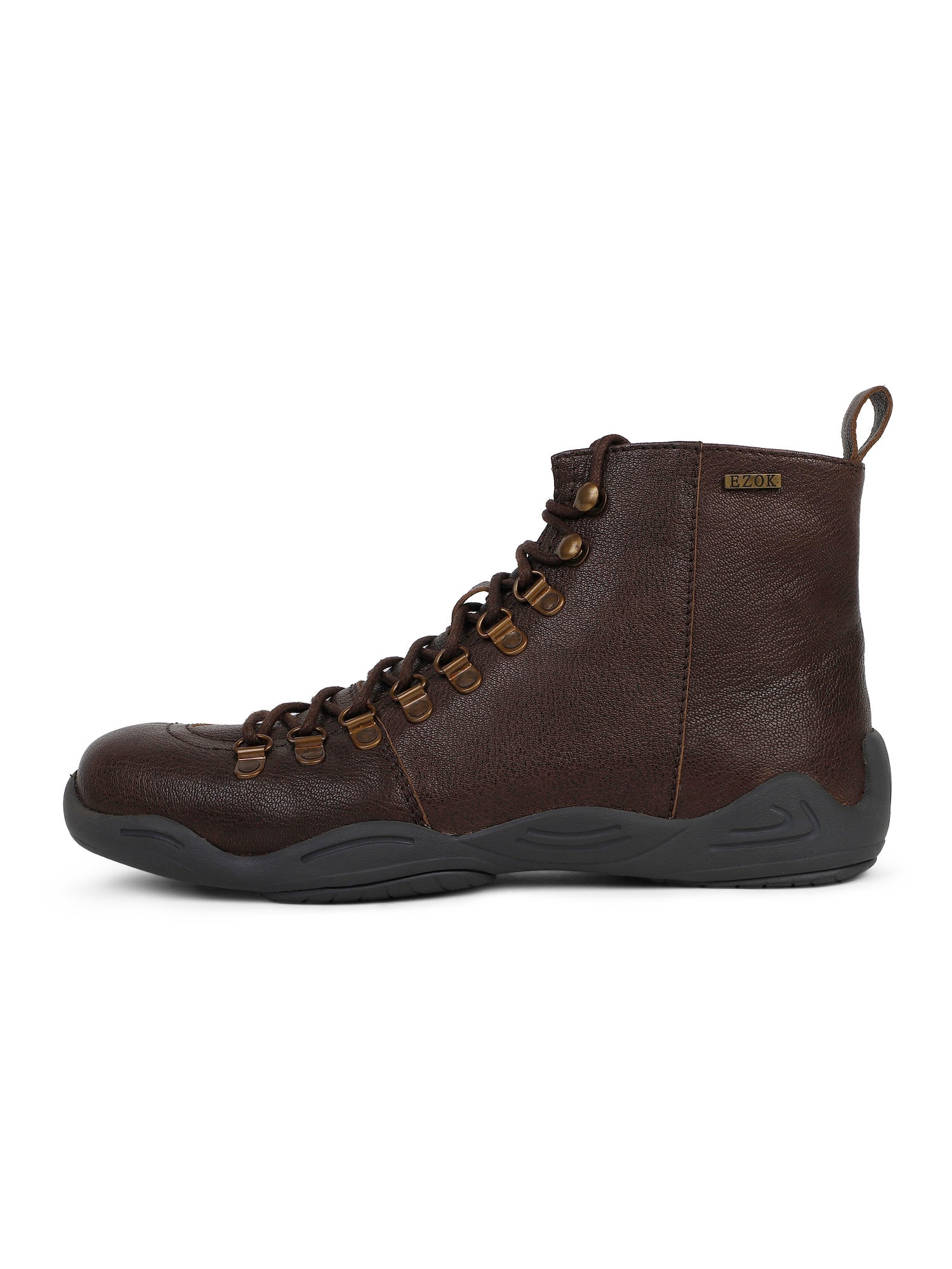 Ezok Men Leather Brown Lace-Up Boots