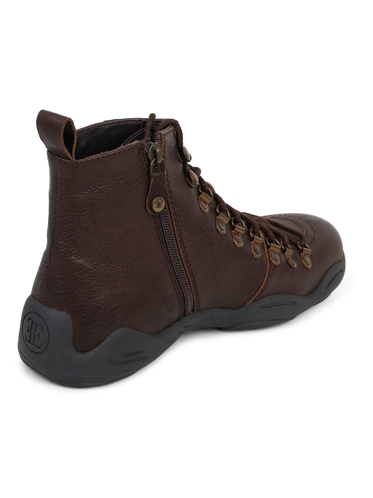 Ezok Men Leather Brown Lace-Up Boots