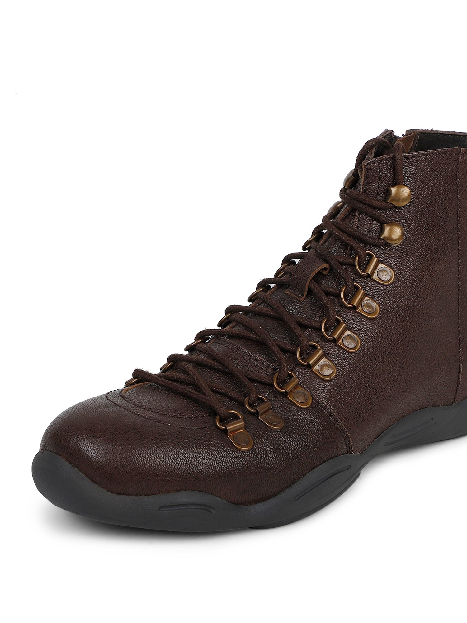 Ezok Men Leather Brown Lace-Up Boots