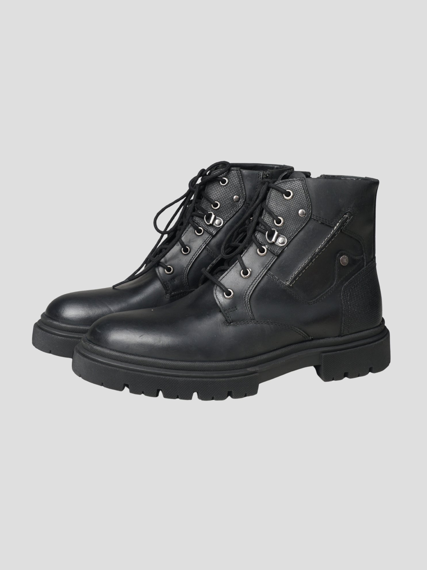 EZOK Men’s Black Leather Lace-Up Boots | Premium Leather | Durable TPR Sole | Casual & Semi-Casual Wear