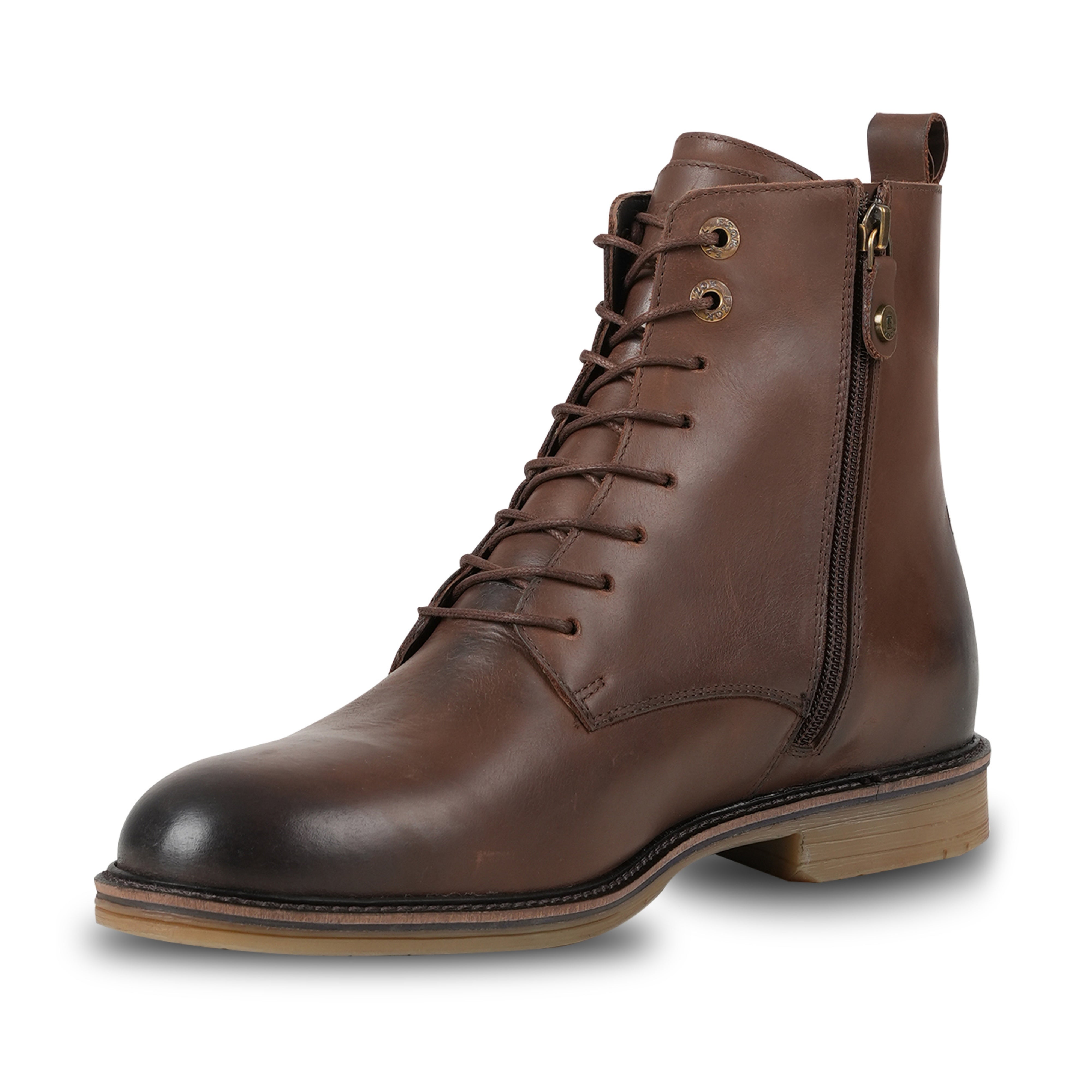 Ezok Leather ZIPPER ANKLE Brown Boots for Men