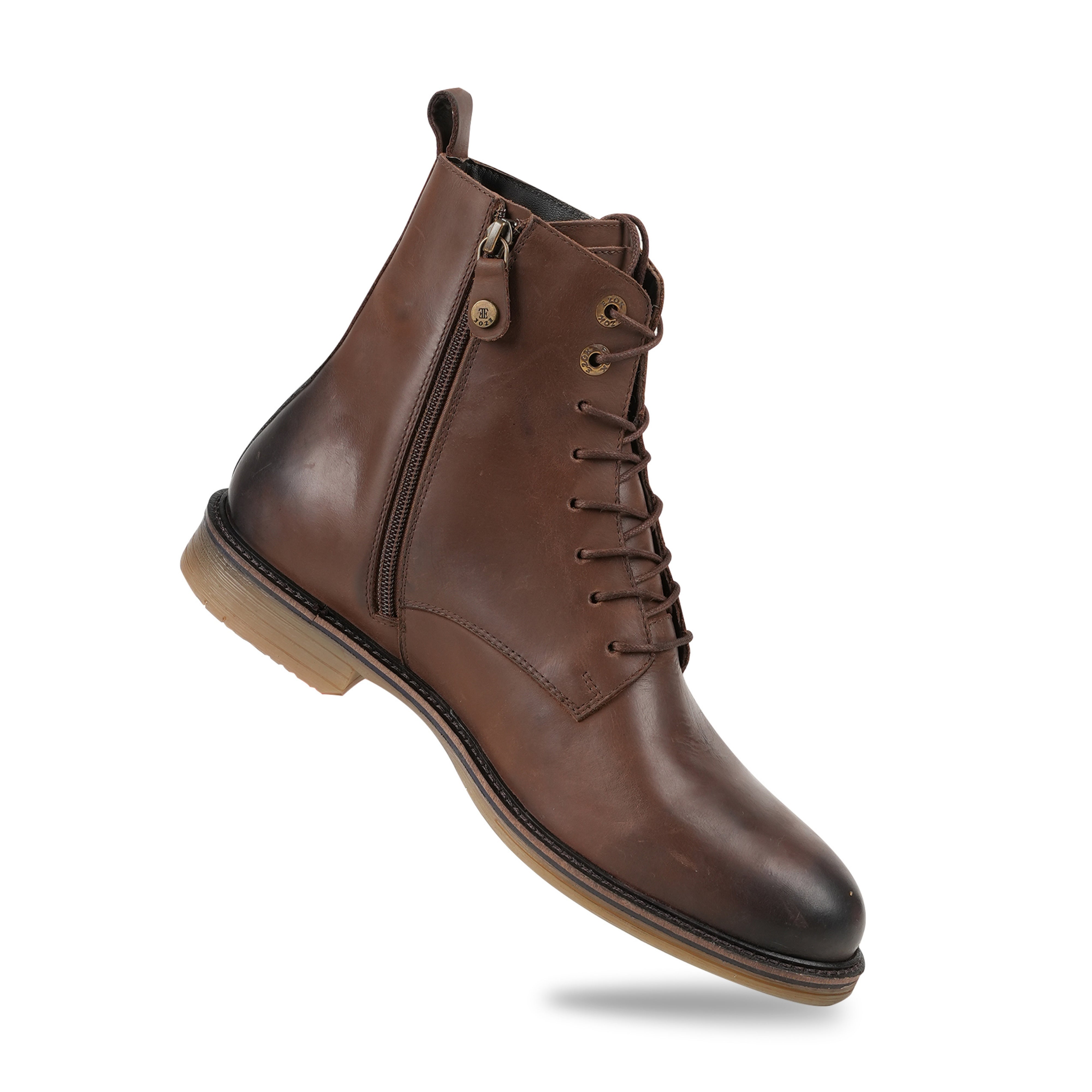 Ezok Leather ZIPPER ANKLE Brown Boots for Men
