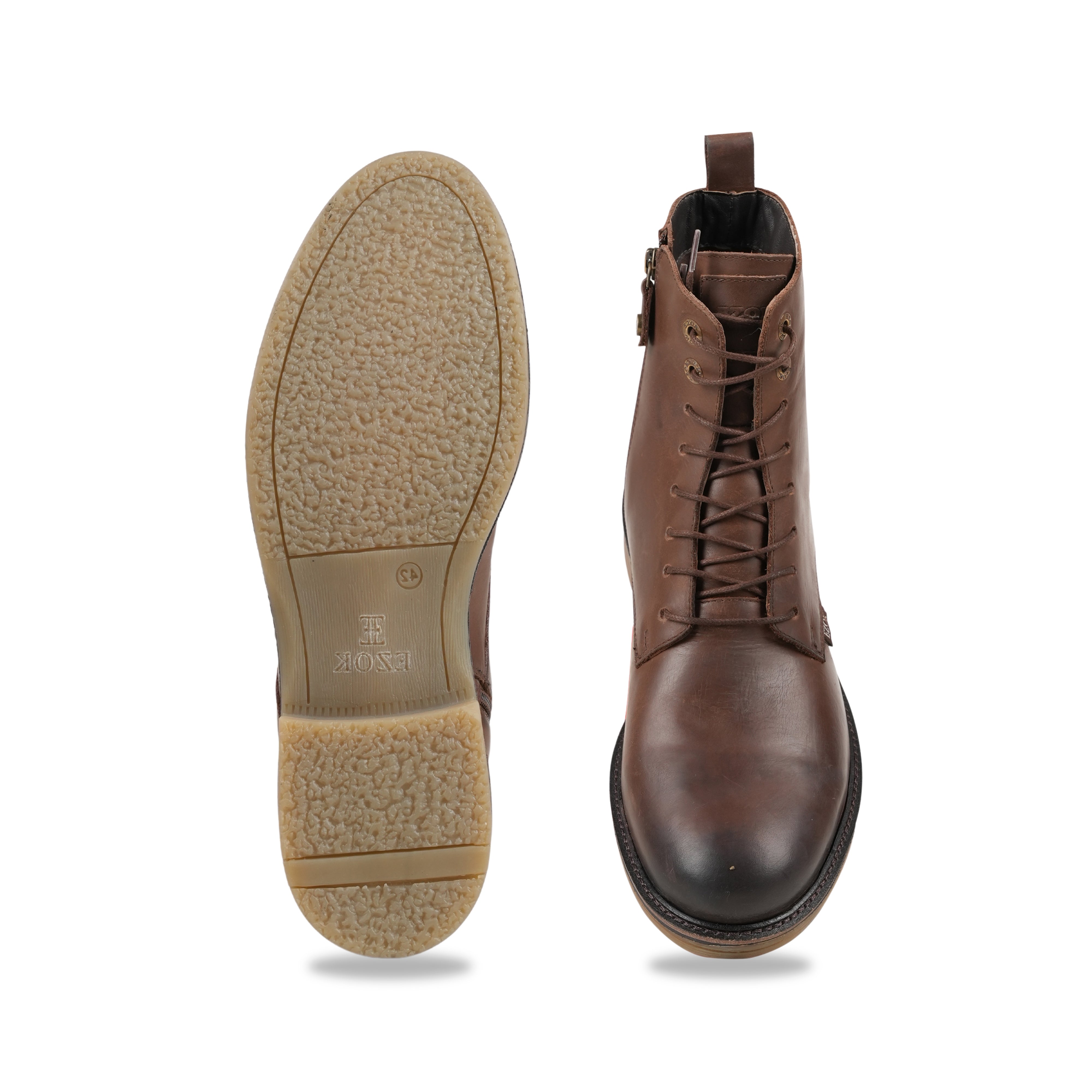 Ezok Leather ZIPPER ANKLE Brown Boots for Men