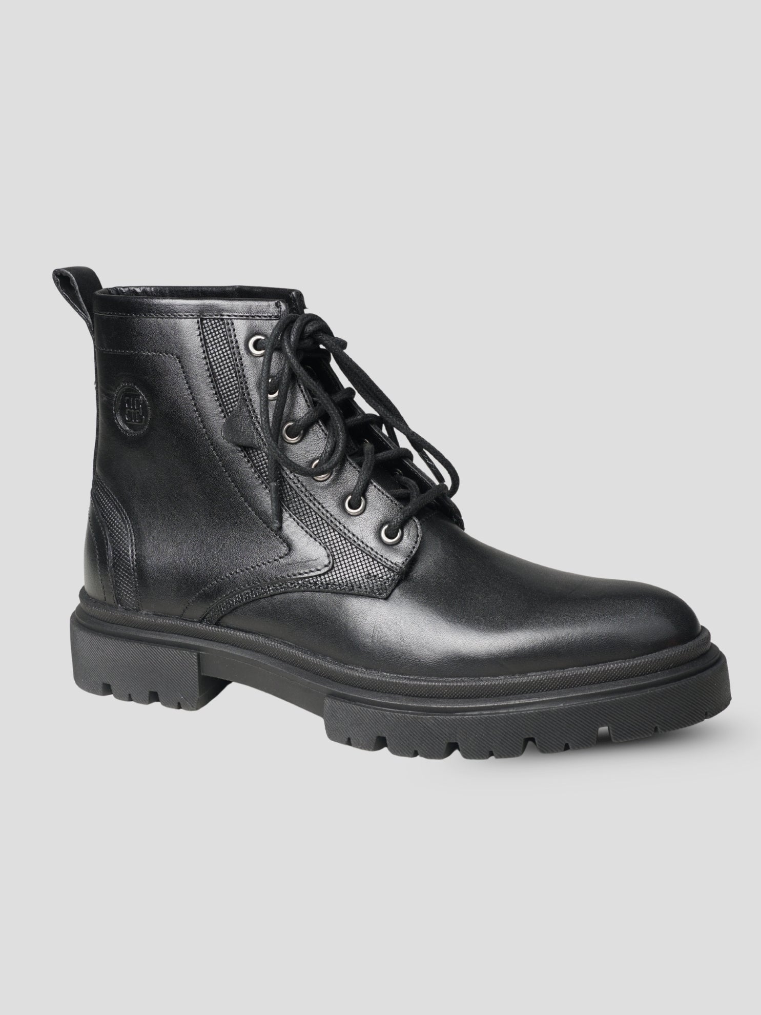 EZOK Men’s Black Leather Lace-Up Boots | Premium Leather | Durable TPR Sole | Casual & Semi-Casual Wear