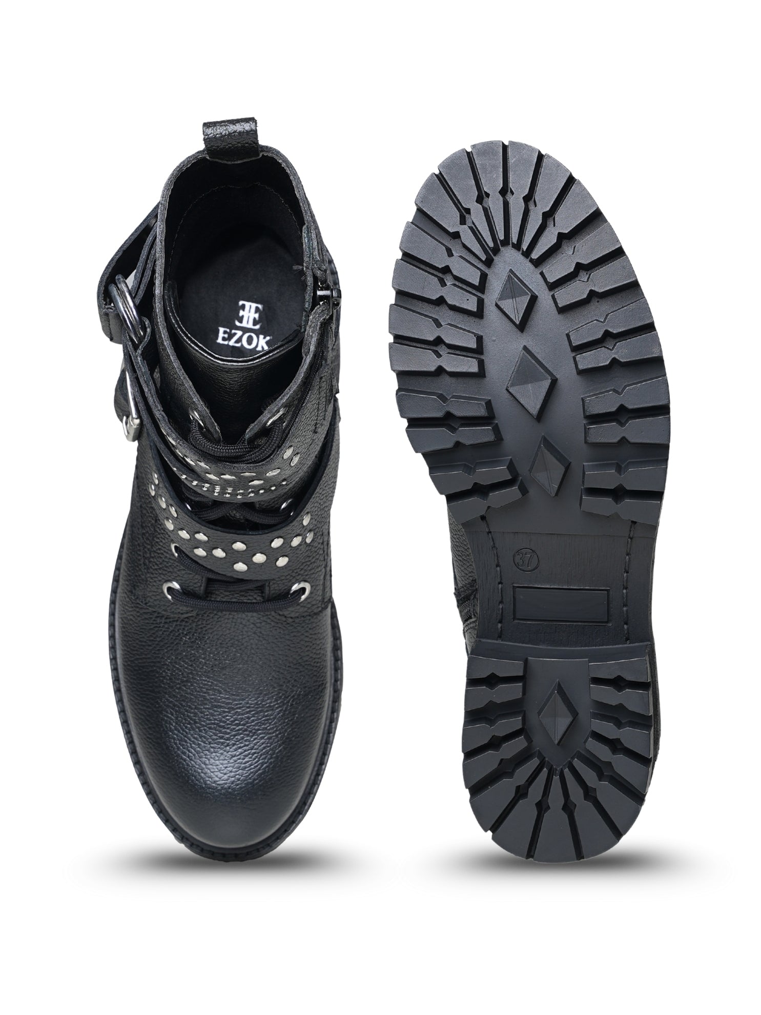 Ezok Women's Casual Leather Boots | Stylish Lace-Up Design with Cushioned Insole | Durable, Comfortable & Trendy for Daily Wear