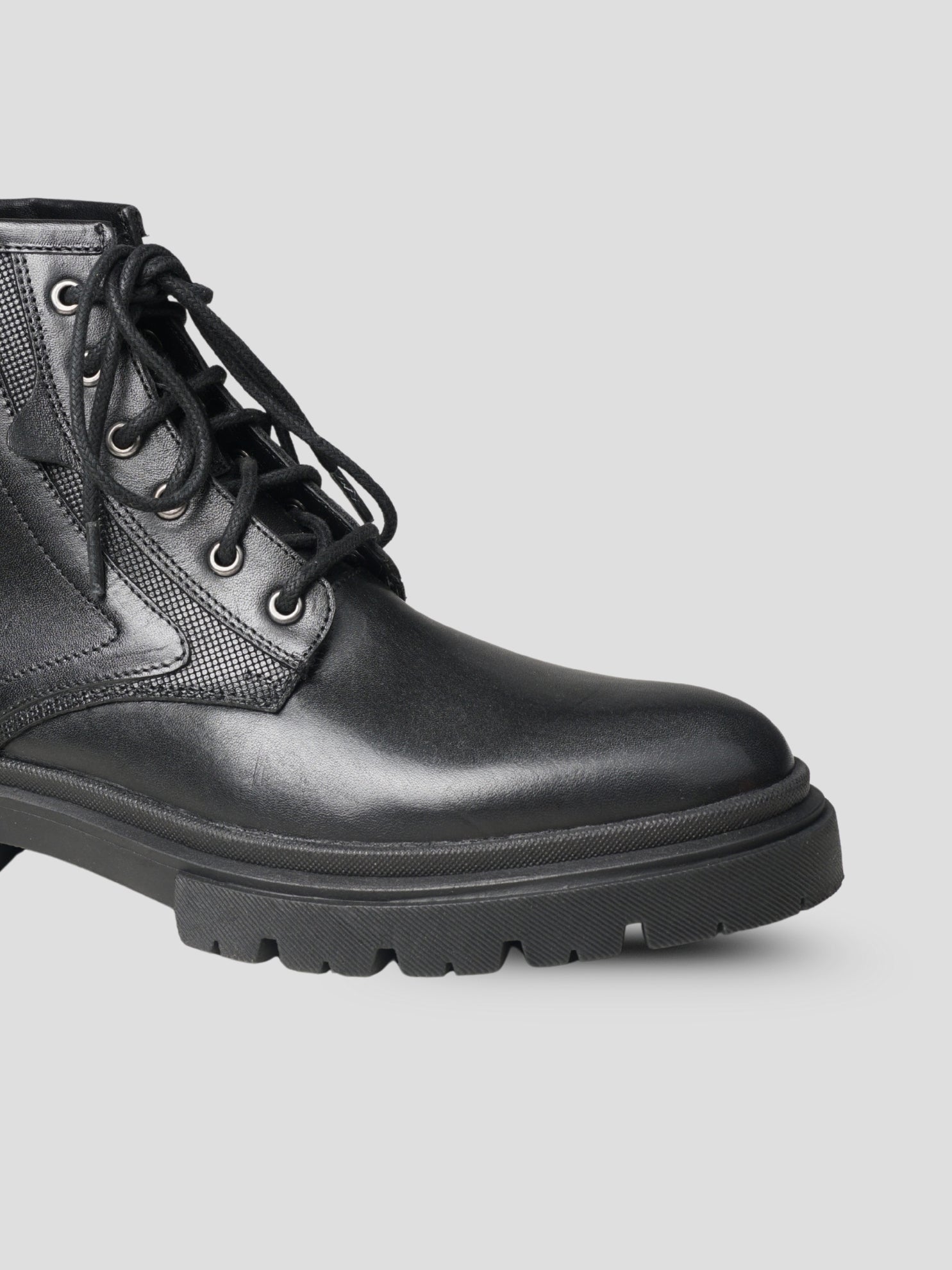 EZOK Men’s Black Leather Lace-Up Boots | Premium Leather | Durable TPR Sole | Casual & Semi-Casual Wear