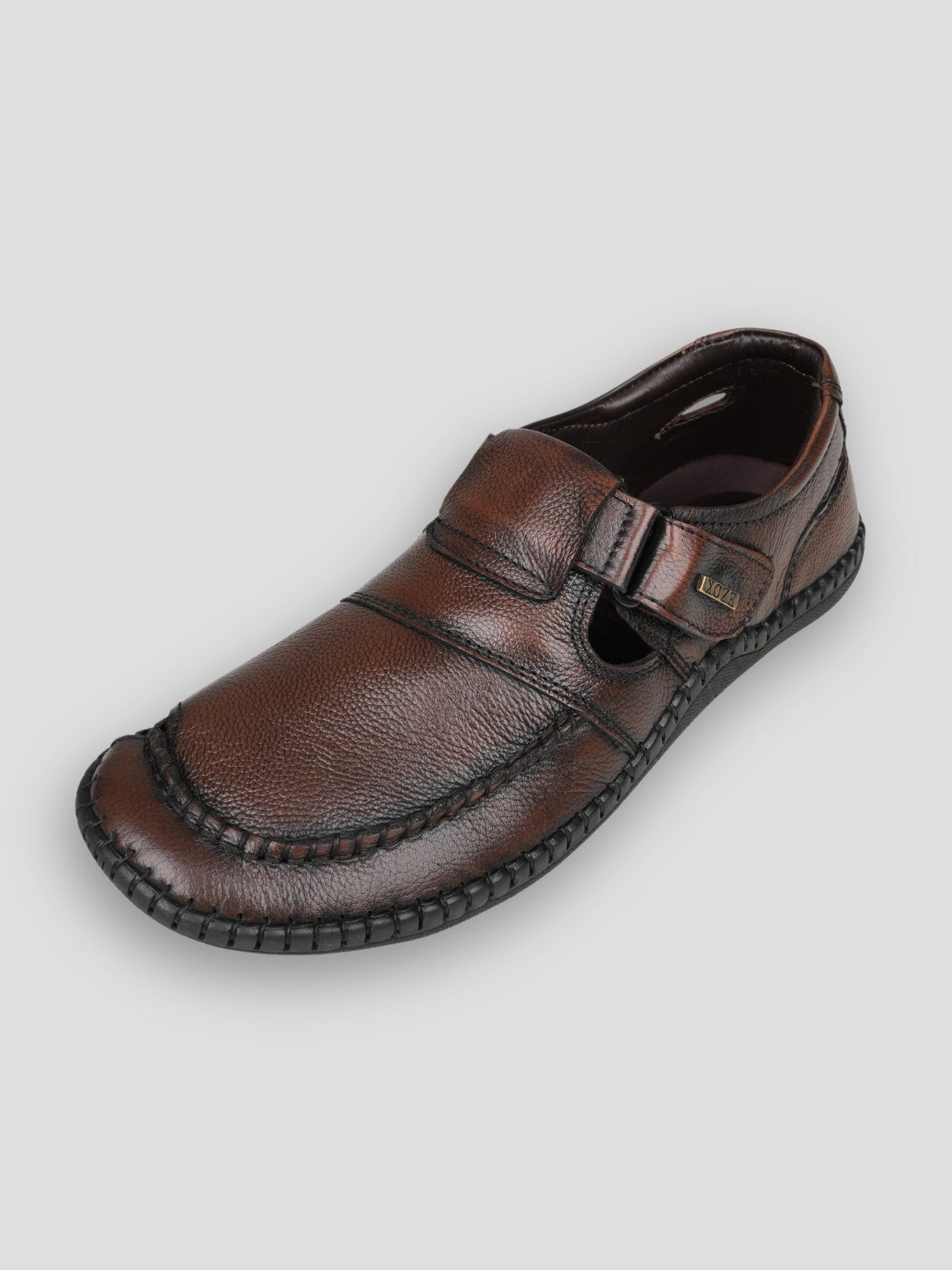 Ezok Brown Leather Slip on Casual Shoes