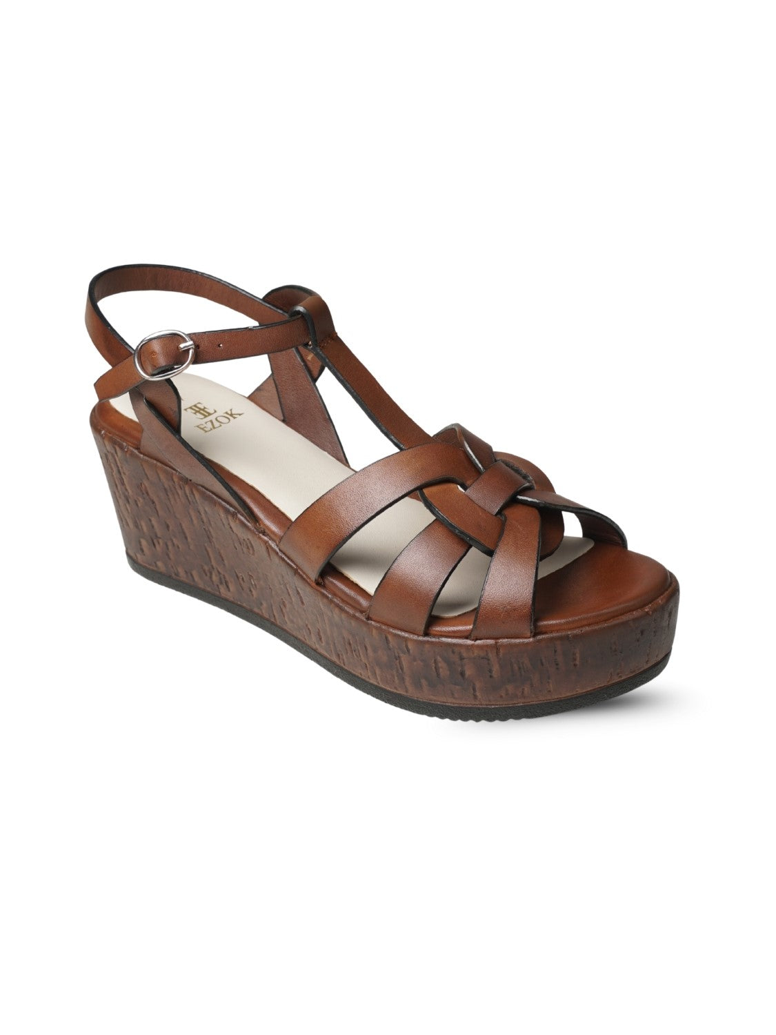 Ezok Women's Casual Genuine Leather Sandals | Stylish Open-Toe Design with Cushioned Insole | Comfortable & Trendy for Everyday Wear