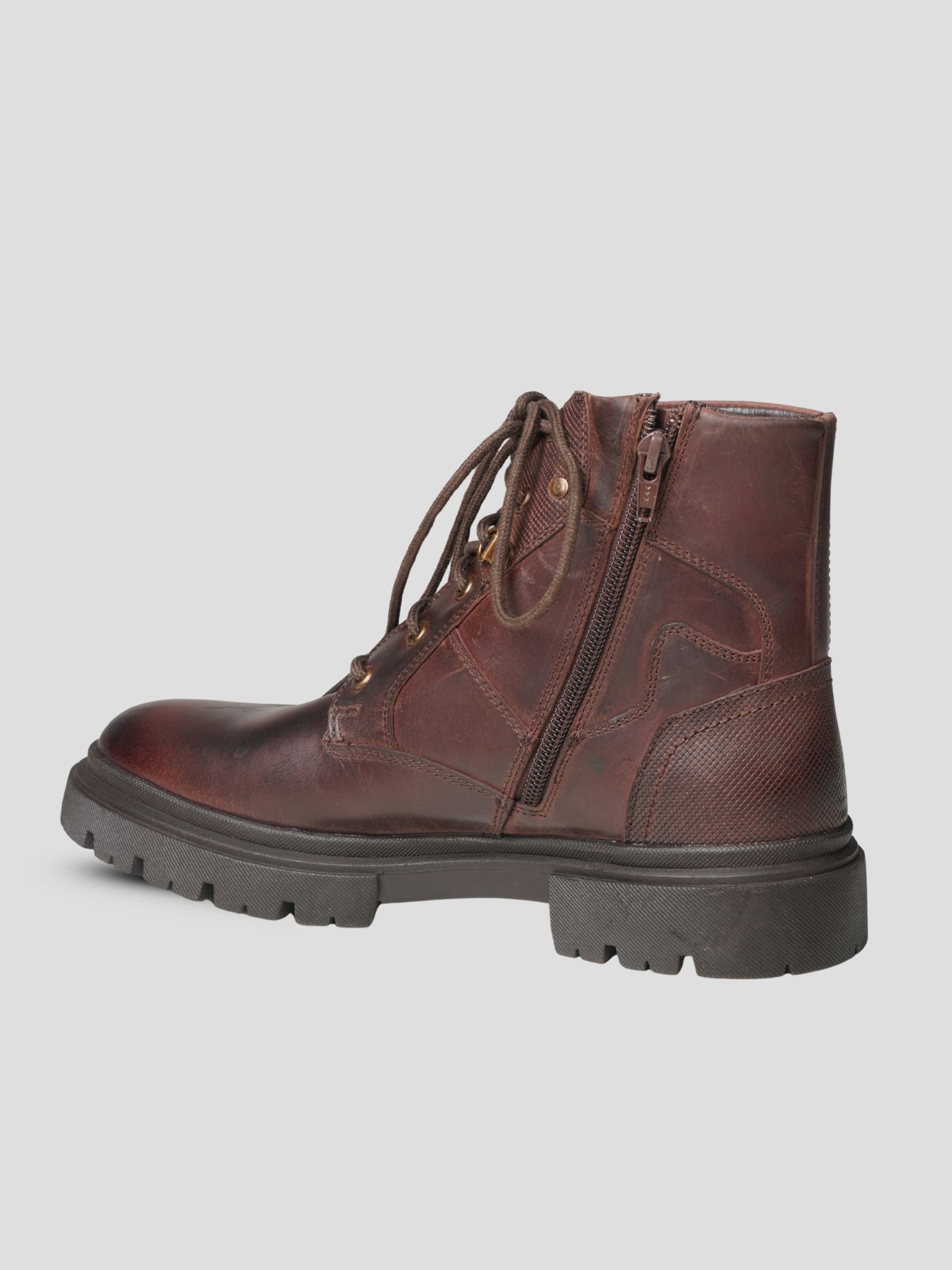 EZOK Men’s Brown Leather Lace-Up Boots | Premium Leather | Durable TPR Sole | Casual & Semi-Casual Wear