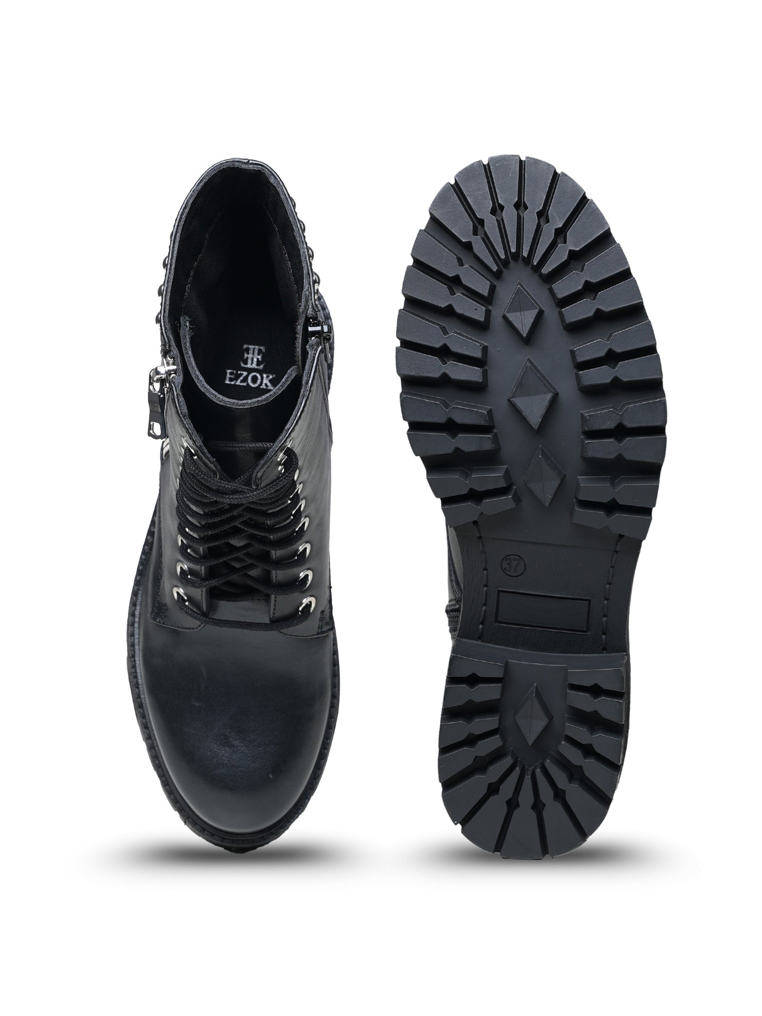 Ezok Women's Casual Leather Boots | Stylish Lace-Up Design with Cushioned Insole | Durable, Comfortable & Trendy for Daily Wear