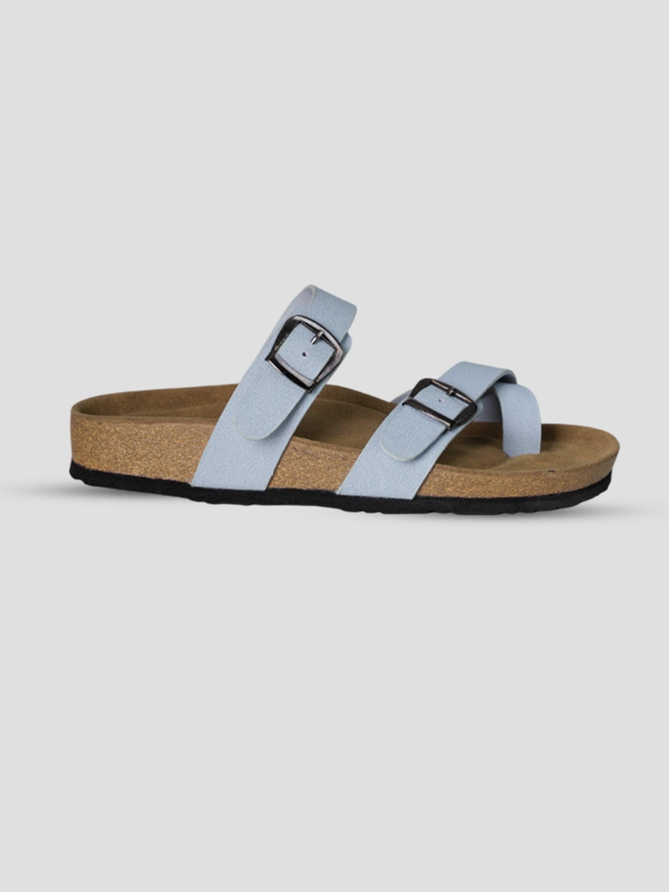 Jive Vibe By Ezok Blue Synthetic Slip On With Buckle Sandals