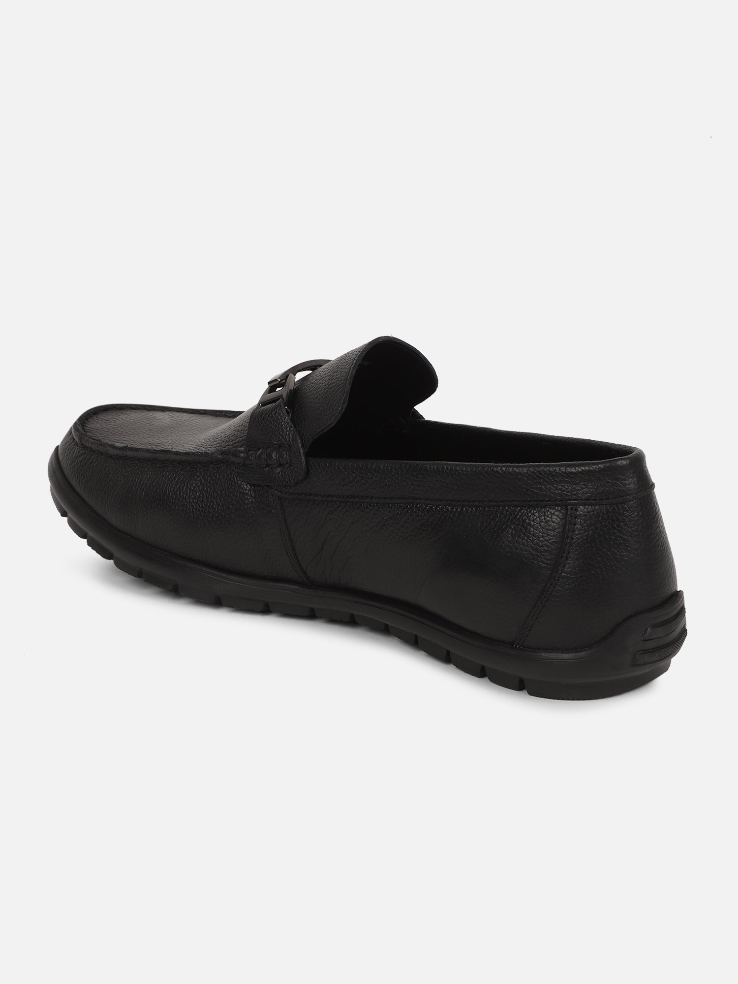 Ezok Men Black Leather Loafer Mocassins