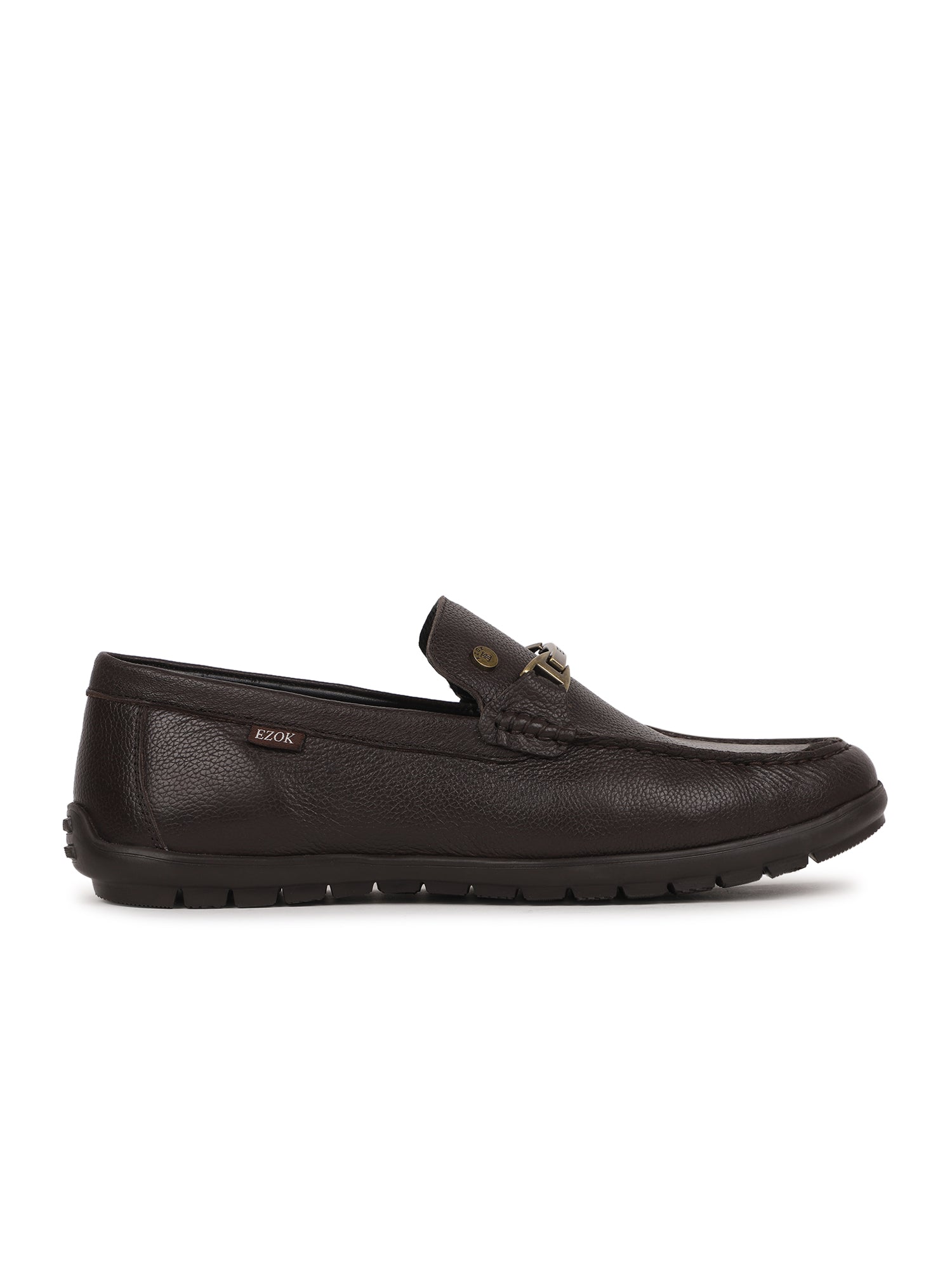 Ezok Men Brown Leather Loafer Mocassins