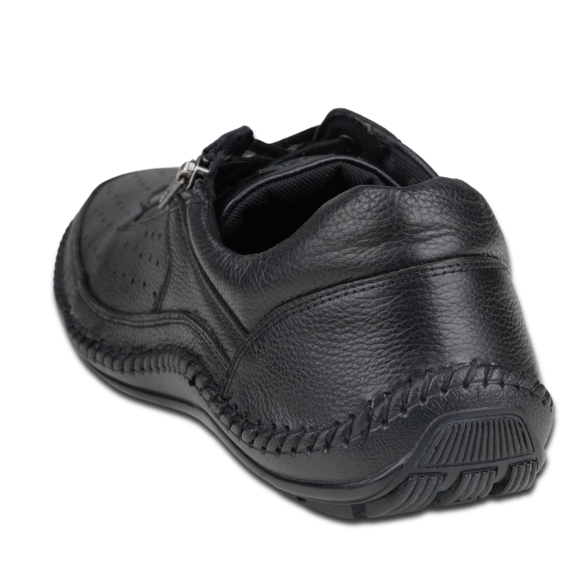 Ezok Men Leather Lace-Up With Zipper Casual Shoes