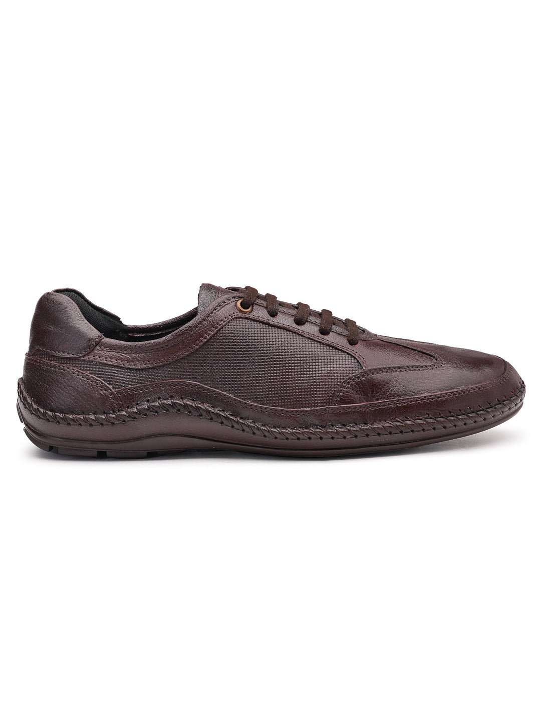 Ezok Men Leather Black Lace-Up Casual Shoes