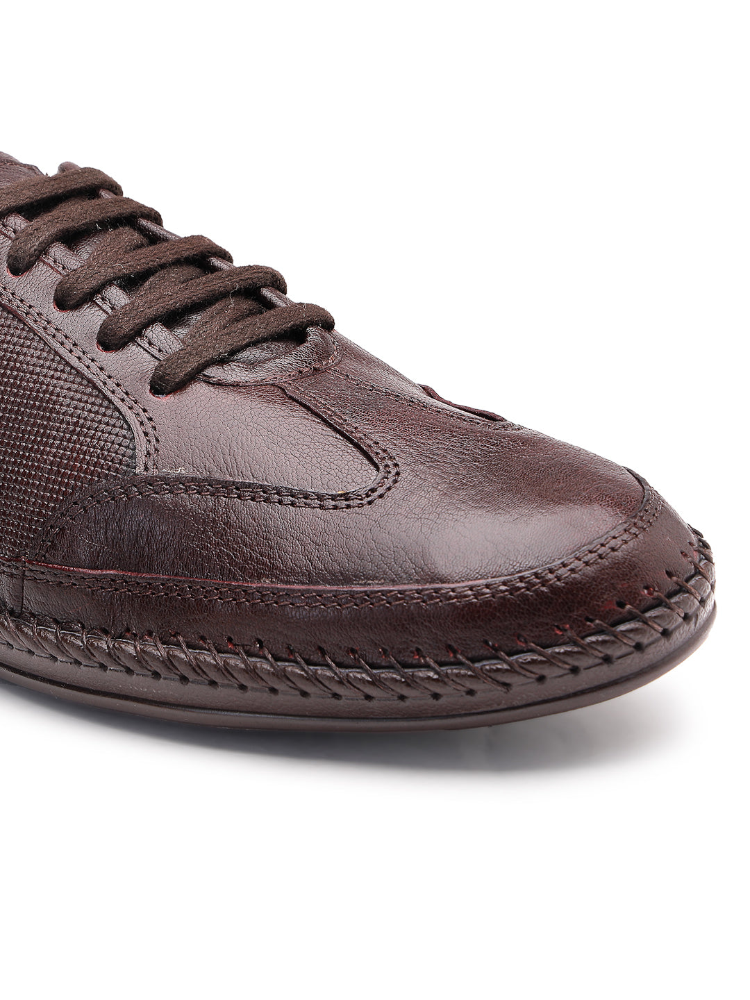 Ezok Men Leather Black Lace-Up Casual Shoes