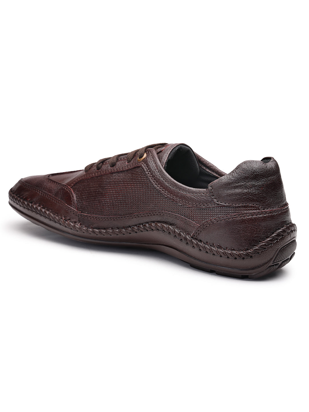 Ezok Men Leather Black Lace-Up Casual Shoes