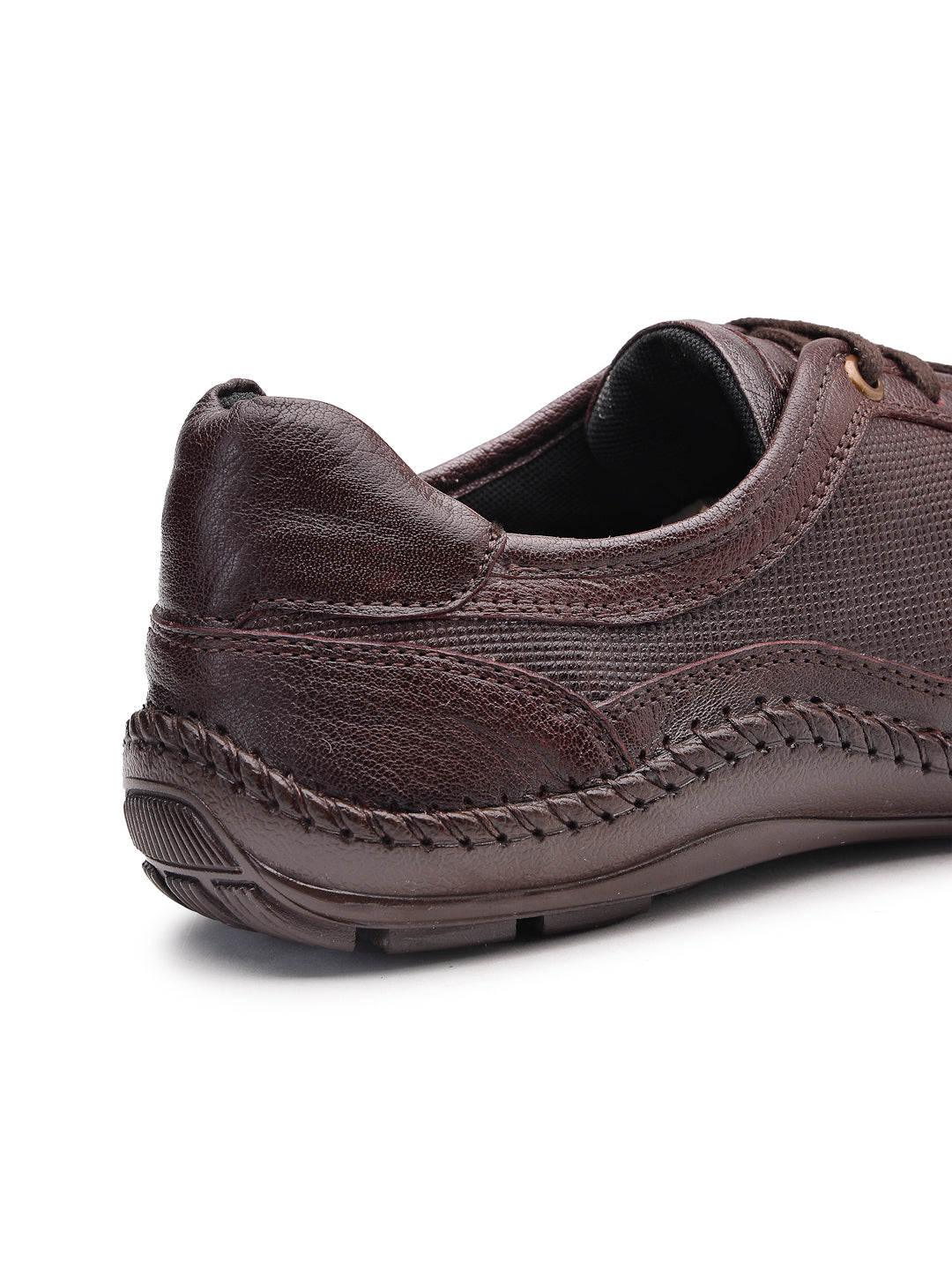 Ezok Men Leather Black Lace-Up Casual Shoes