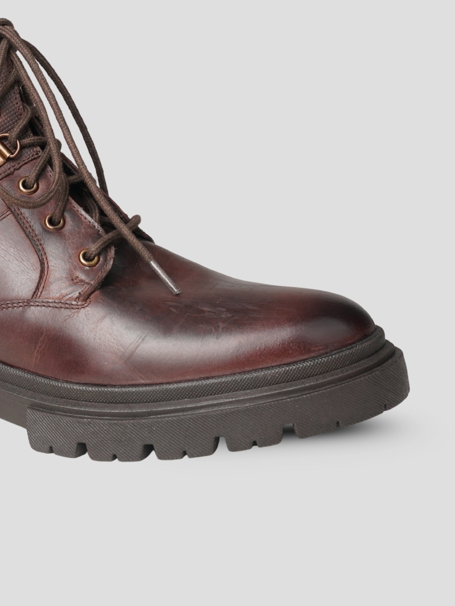 EZOK Men’s Brown Leather Lace-Up Boots | Premium Leather | Durable TPR Sole | Casual & Semi-Casual Wear