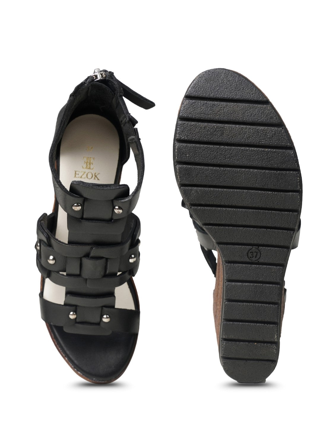 Ezok Women's Casual Genuine Leather Sandals | Stylish Open-Toe Design with Cushioned Insole | Comfortable & Trendy for Everyday Wear