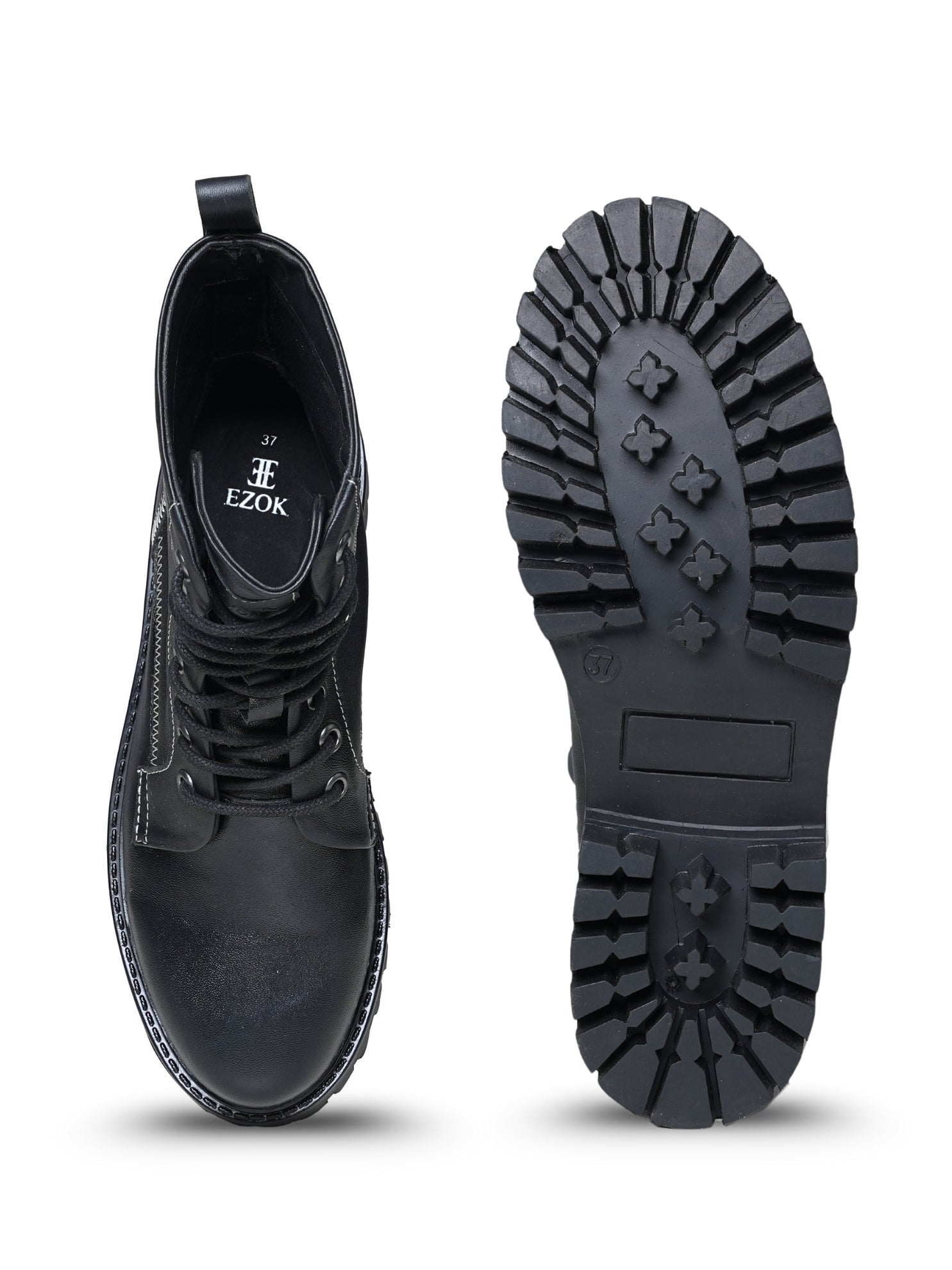 Ezok Women's Casual Leather Boots | Stylish Lace-Up Design with Cushioned Insole | Durable, Comfortable & Trendy for Daily Wear