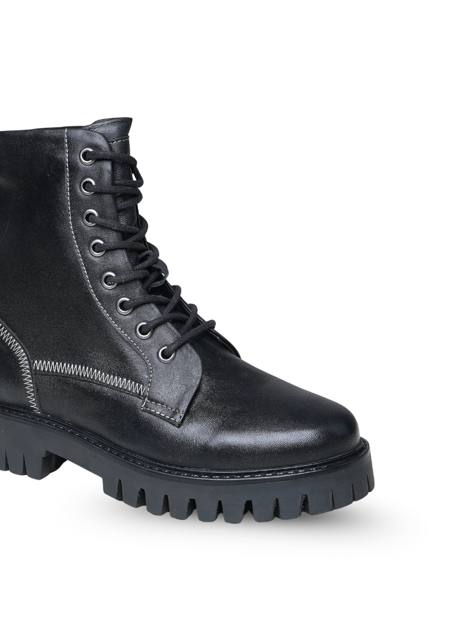 Ezok Women's Casual Leather Boots | Stylish Lace-Up Design with Cushioned Insole | Durable, Comfortable & Trendy for Daily Wear