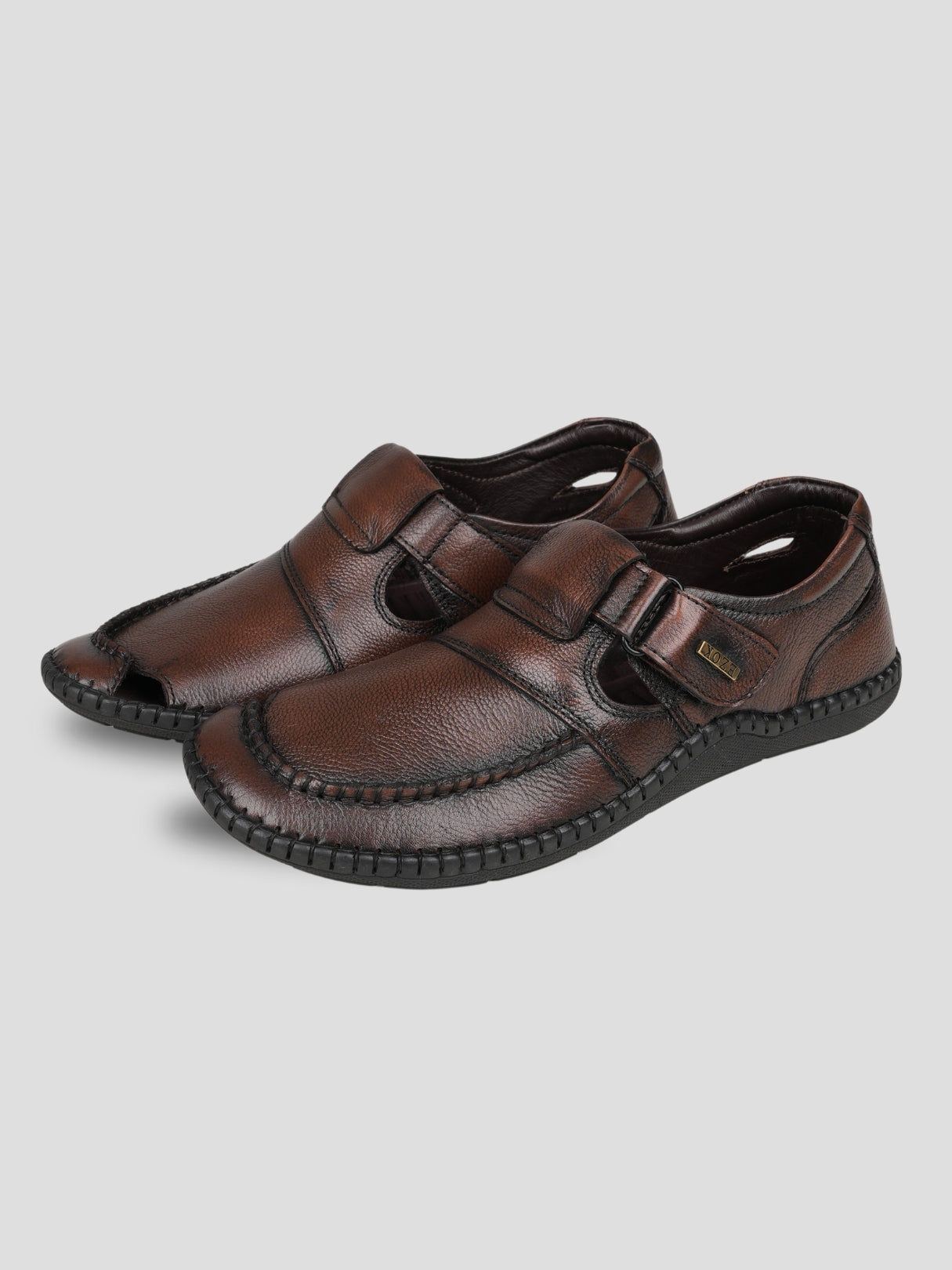 Ezok Brown Leather Slip on Casual Shoes