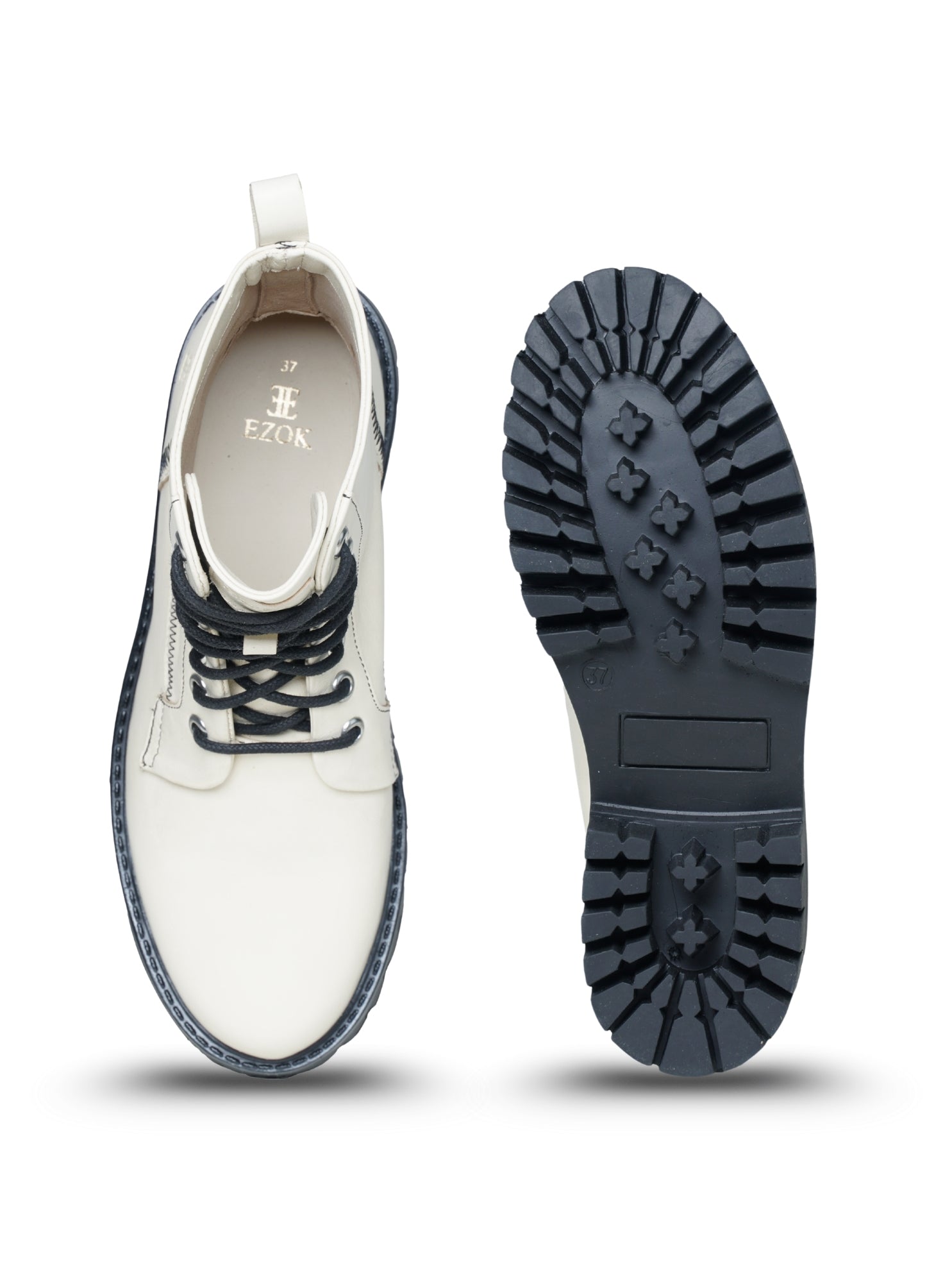 Ezok Women's Casual Leather Boots | Stylish Lace-Up Design with Cushioned Insole | Durable, Comfortable & Trendy for Daily Wear