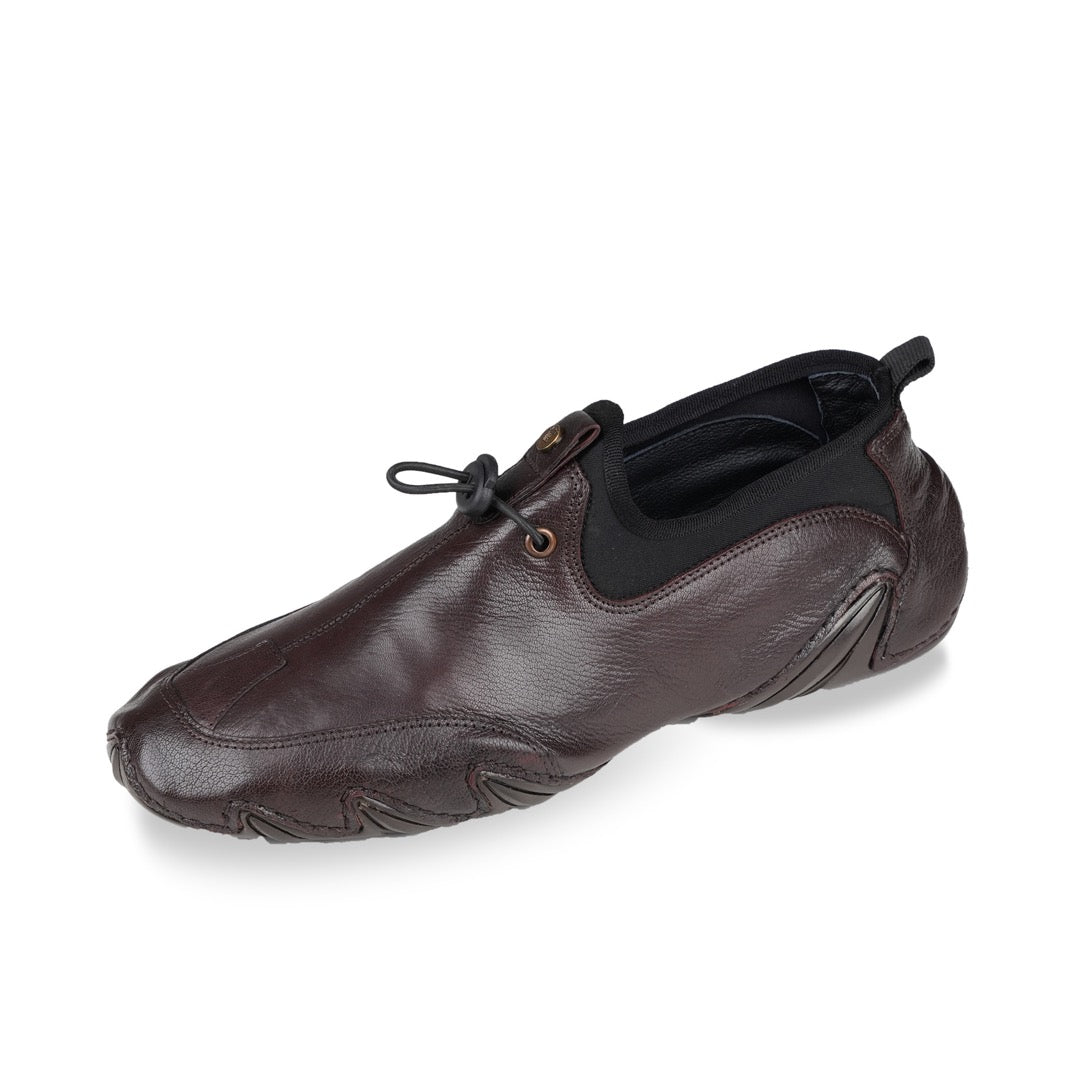 Ezok Men Leather Chocolate Slip-On Casual Shoes