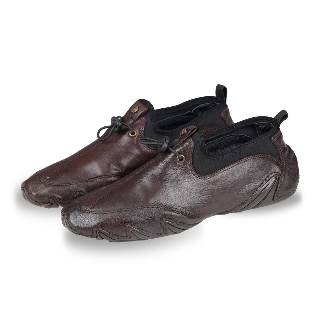 Ezok Men Leather Chocolate Slip-On Casual Shoes