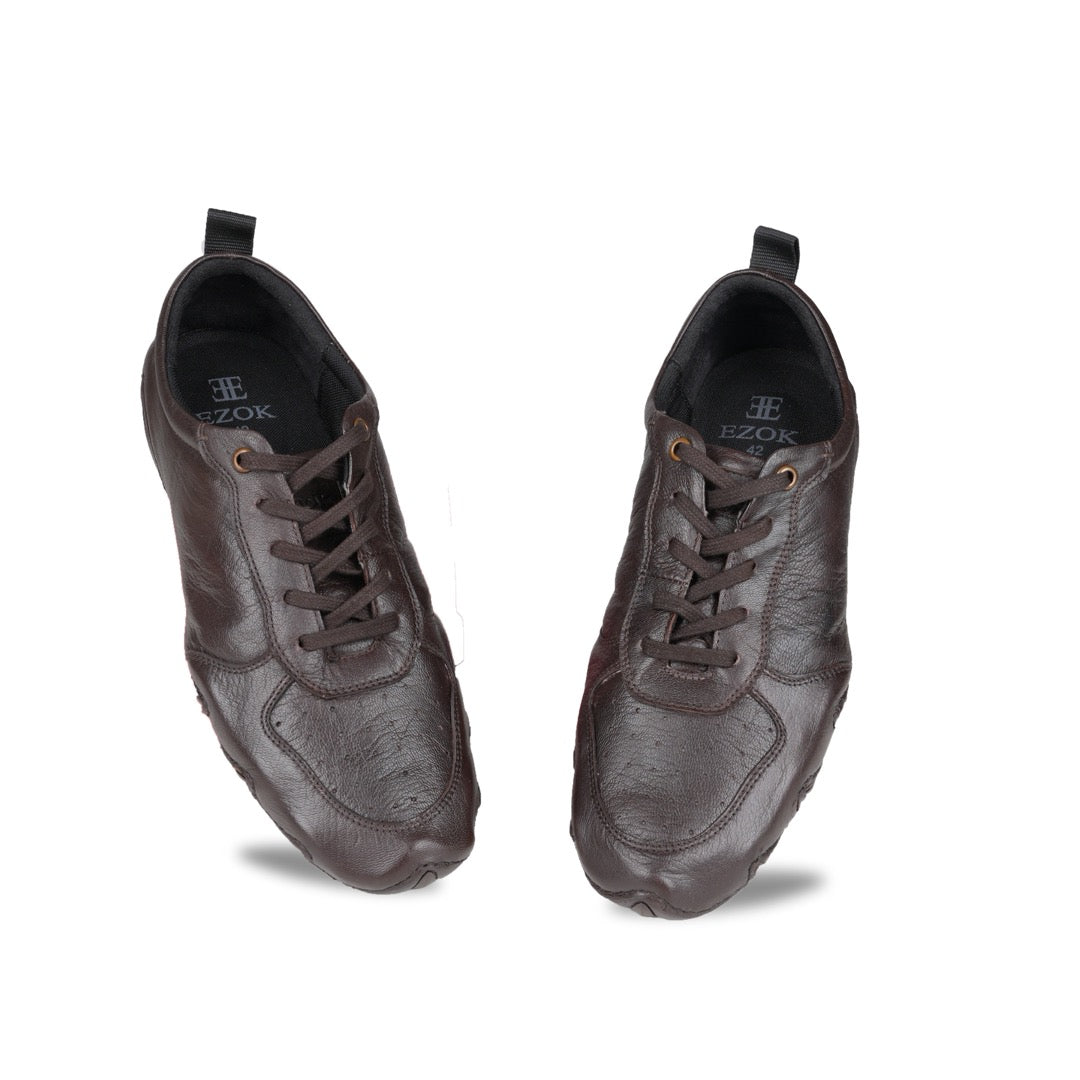 Ezok Men Leather Lace-Up Casual Shoes