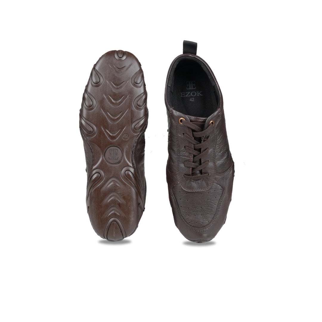 Ezok Men Leather Lace-Up Casual Shoes