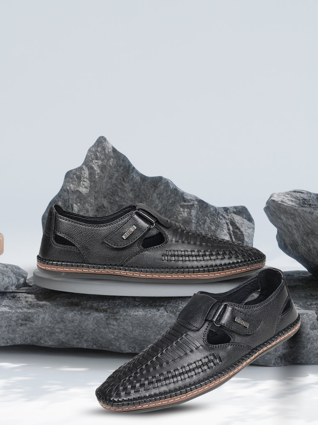 Ezok Men's Casual Leather Shoes | Easy Velcro Closure | Stylish & Comfortable