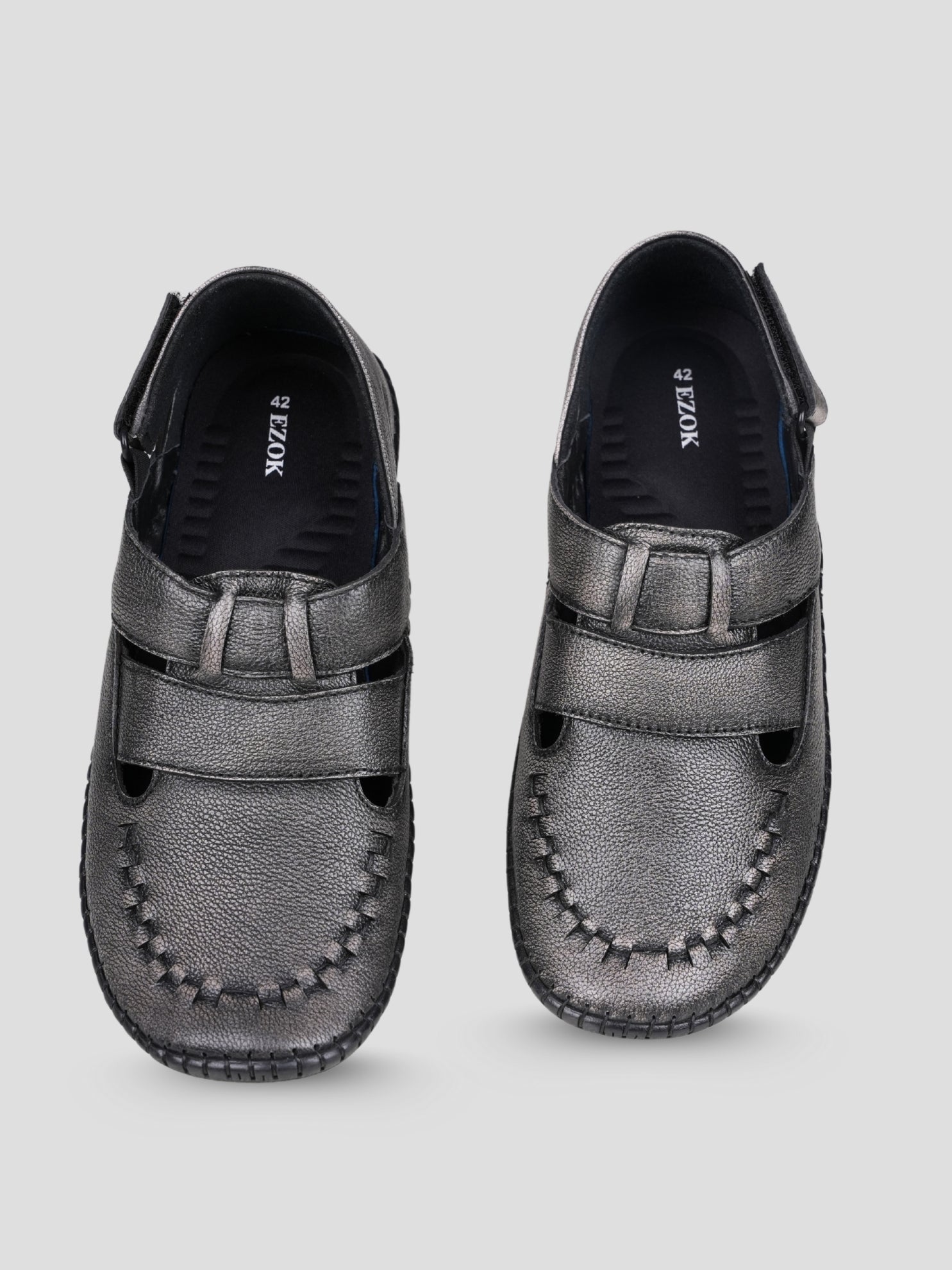 Ezok Men's Genuine Leather Sandals with Back Closure Adjustable, Comfortable & Durable Footwear for Summer