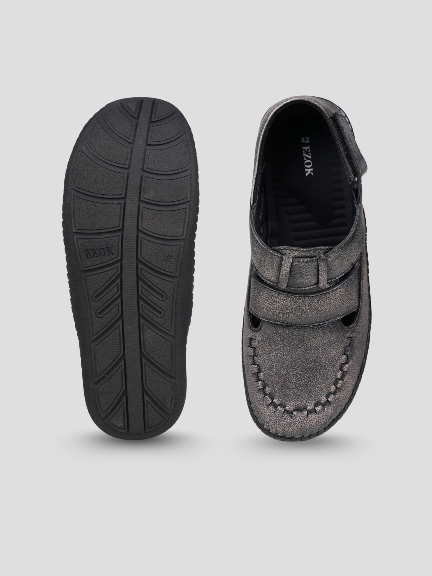 Ezok Men's Genuine Leather Sandals with Back Closure Adjustable, Comfortable & Durable Footwear for Summer